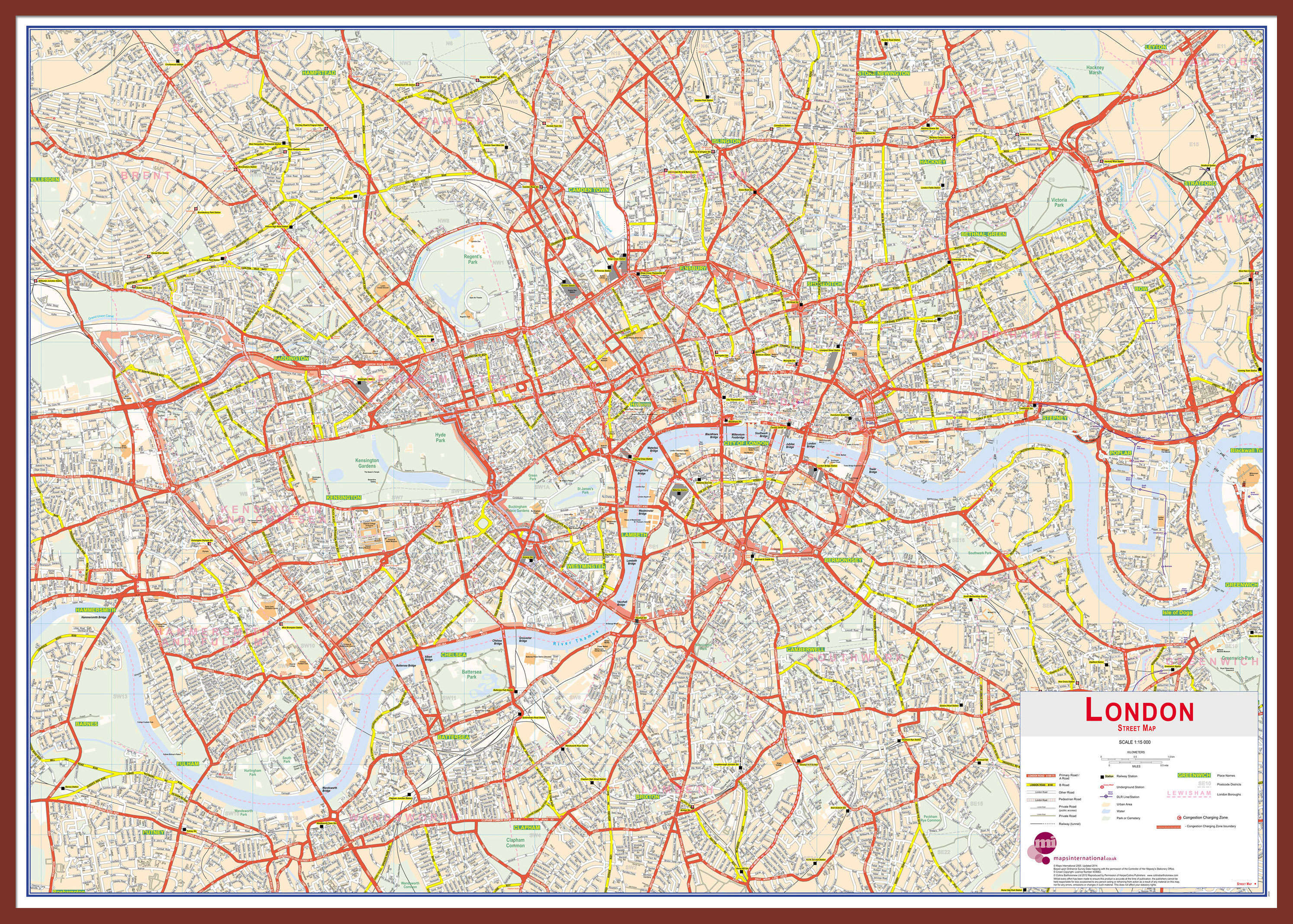 UK00029_H_LBDOK - Central London street Wall Map