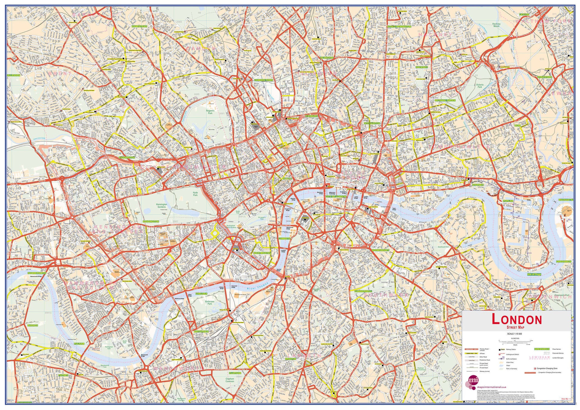 UK00029_H_CANRL - Central London street Wall Map