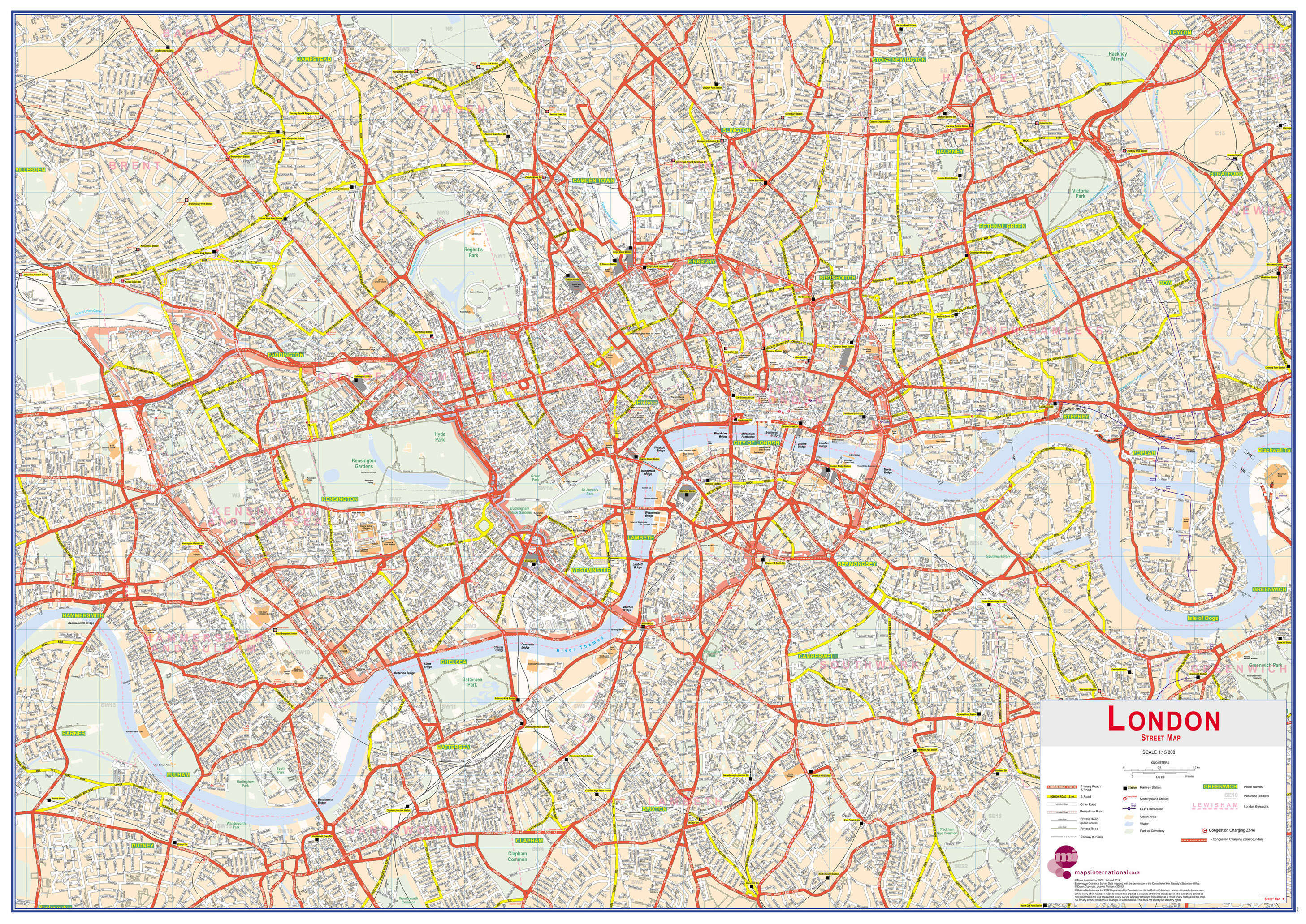UK00029_L_CANRL - Central London street Wall Map
