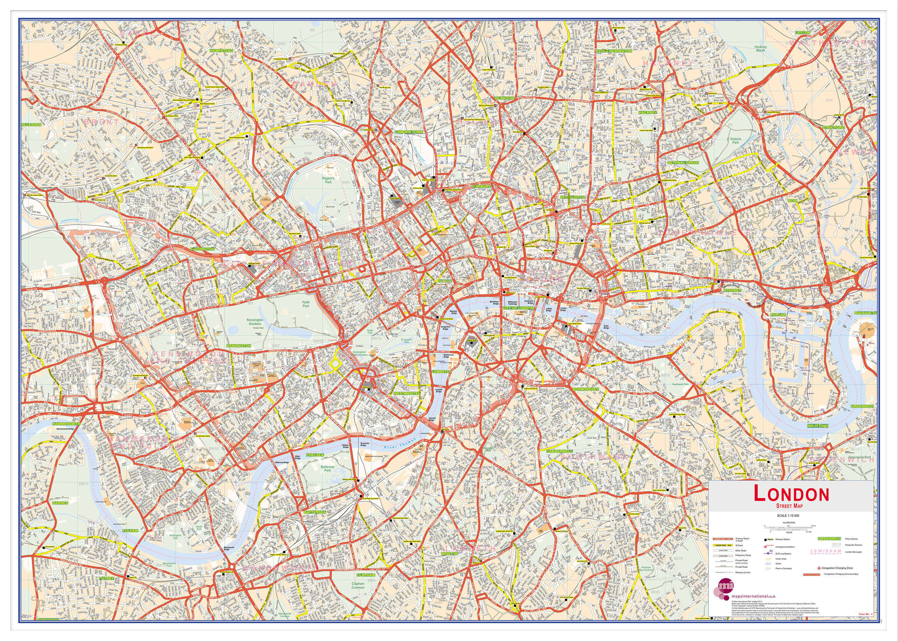 UK00029_L_LBWWH - Central London street Wall Map