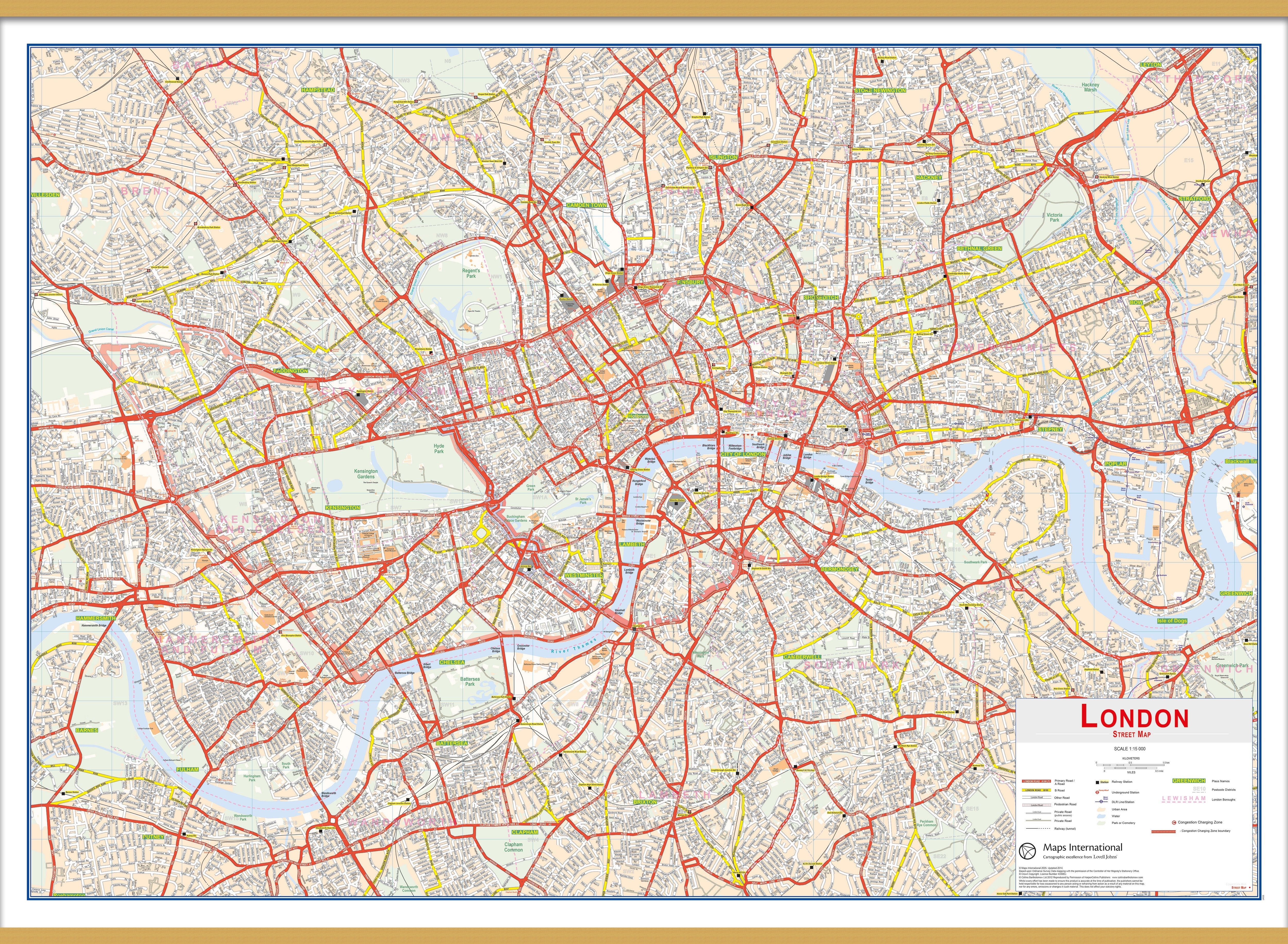 UK00029_H_LWDHB - Central London street Wall Map