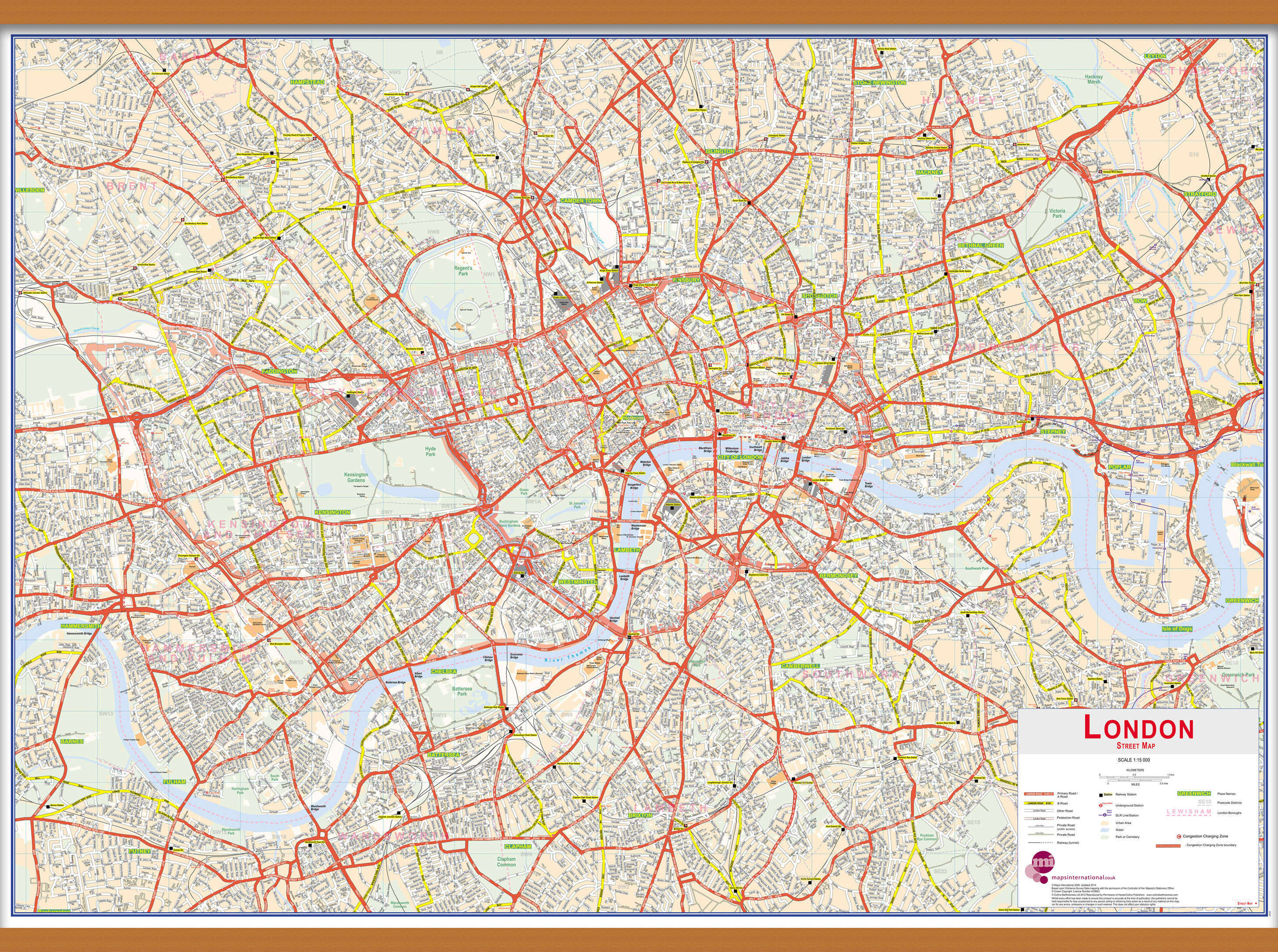 UK00029_H_CWDHB - Central London street Wall Map