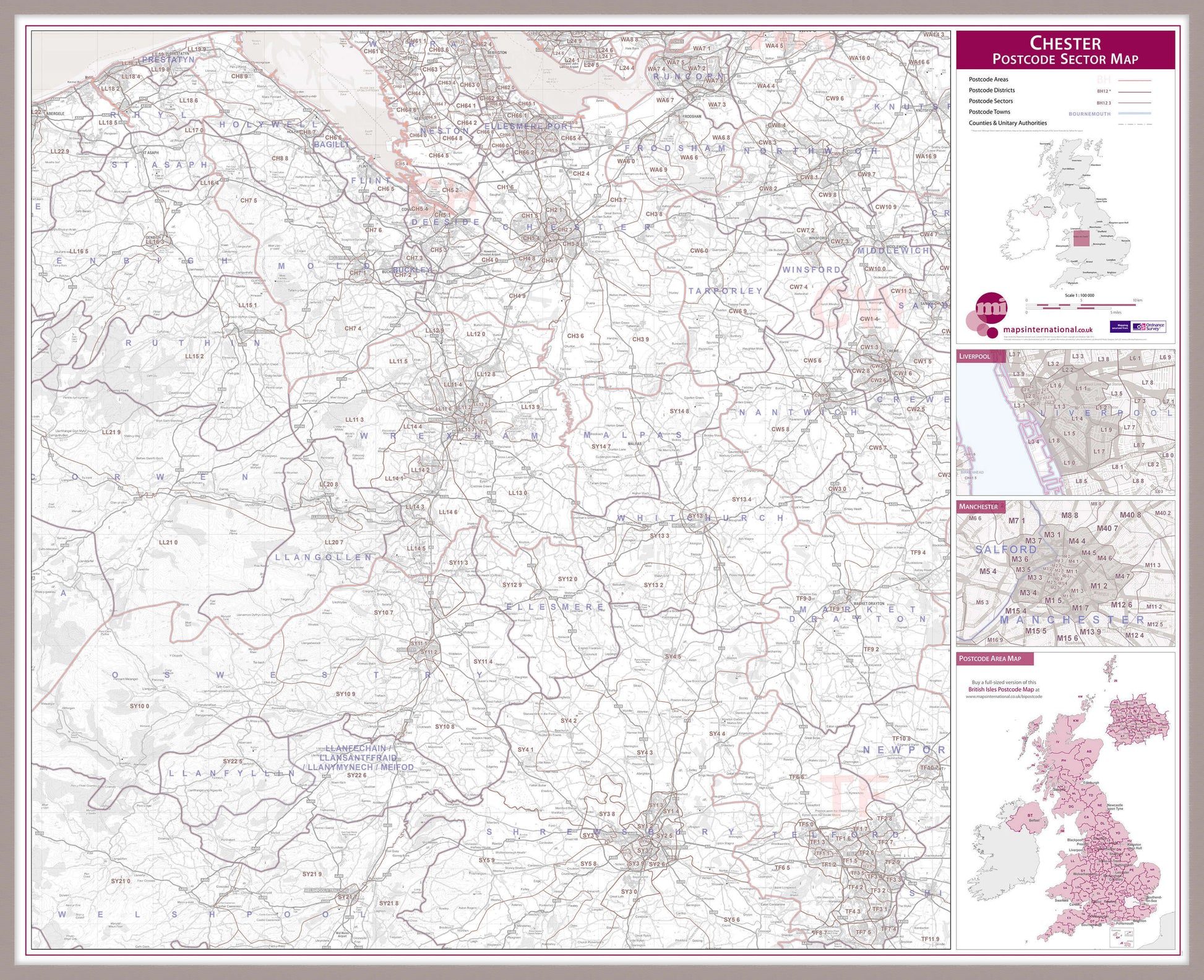 UK00768_L_LBDAL - Chester Postcode Sector Map
