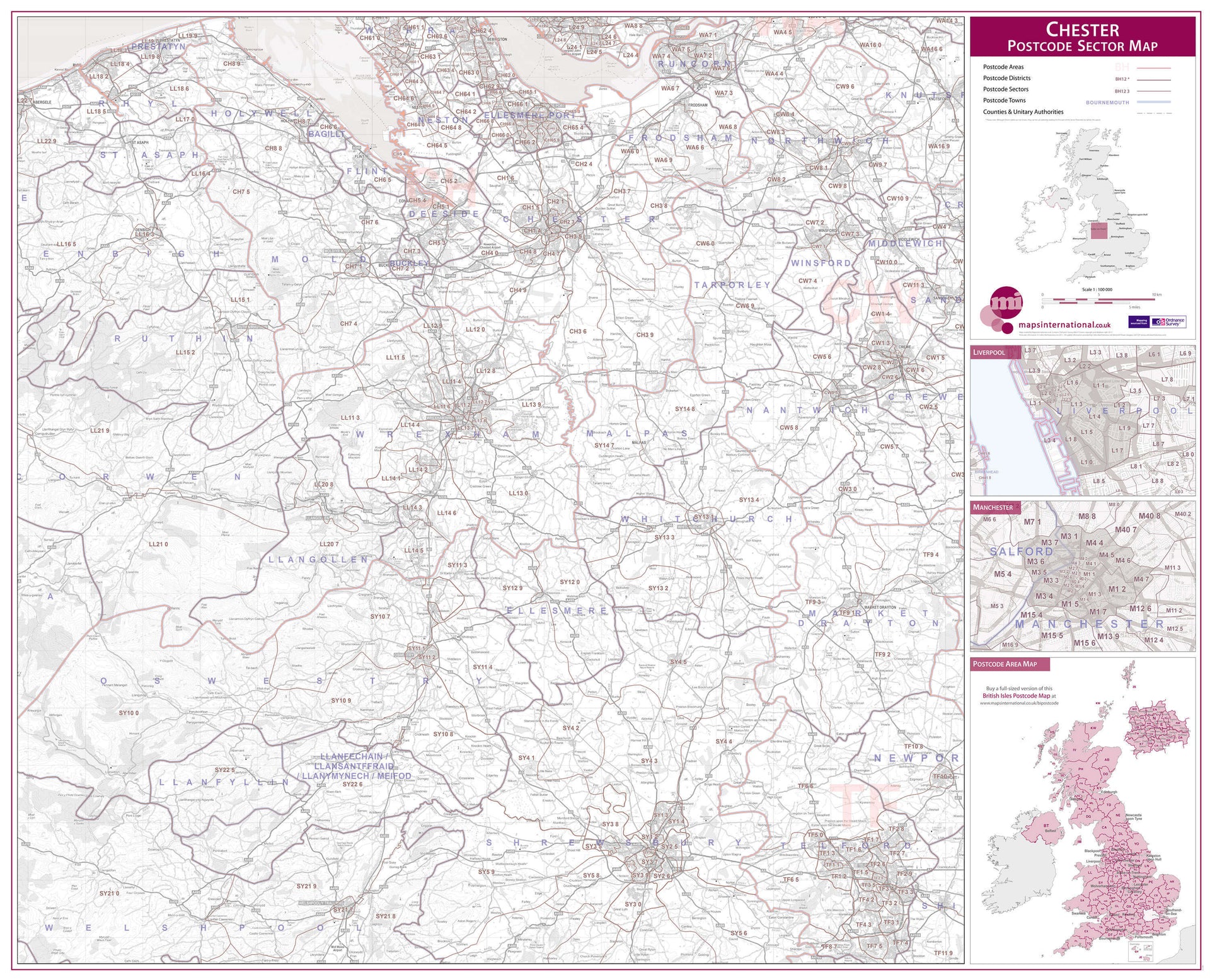 UK00768_L_PAPER Chester Postcode Sector Map