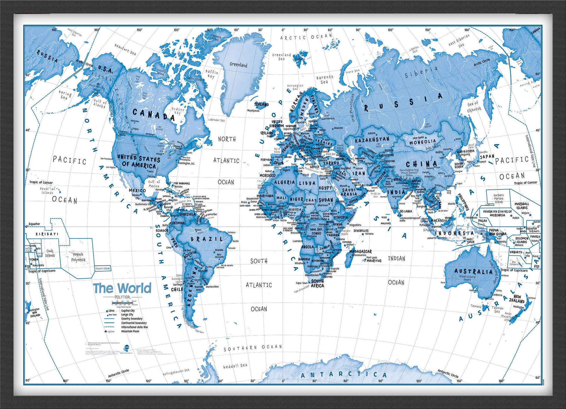 WM01228_M_BWBLA - Children's Art Map of the World Blue