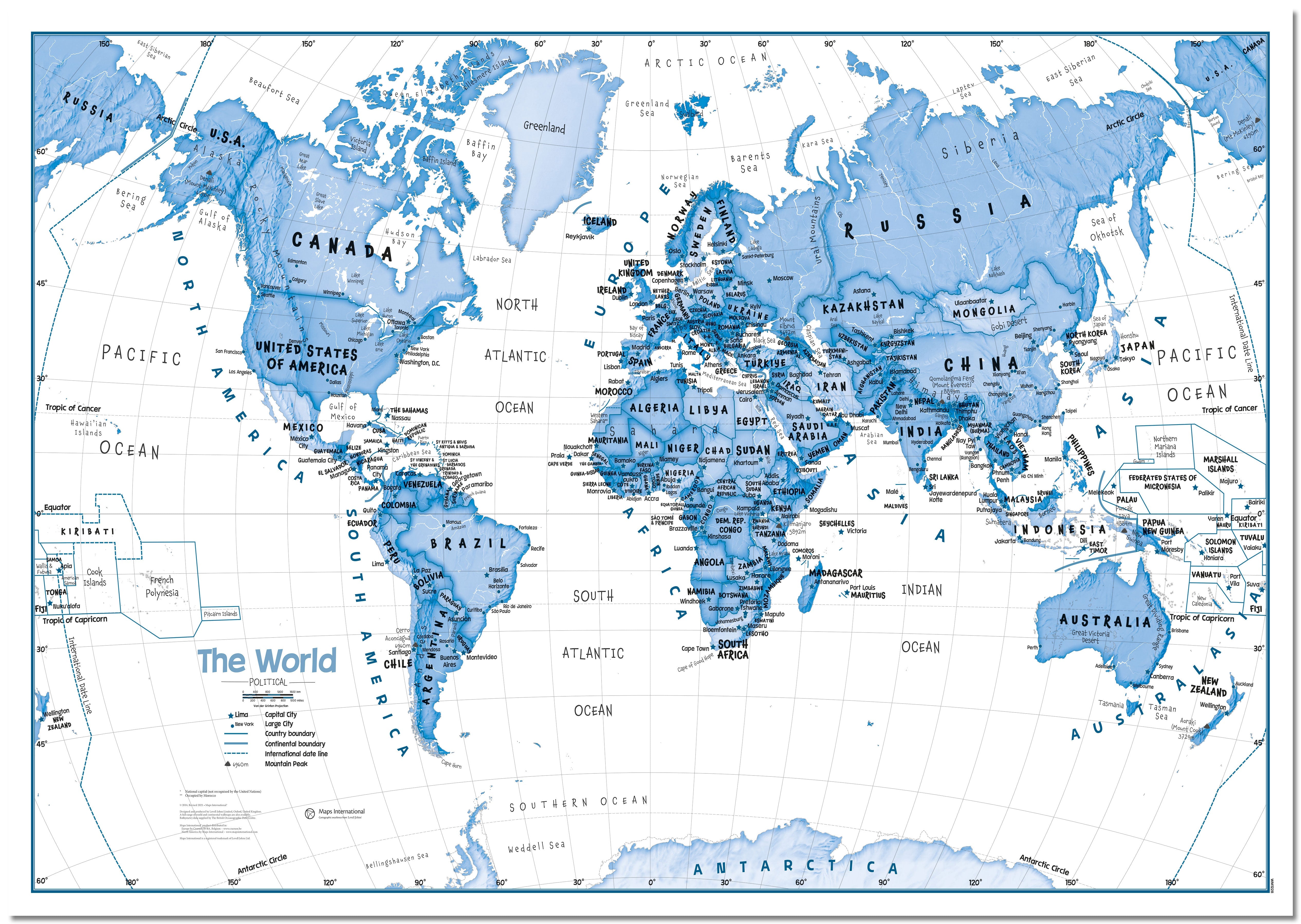 WM01228_L_LMBRD - Children's Art Map of the World Blue