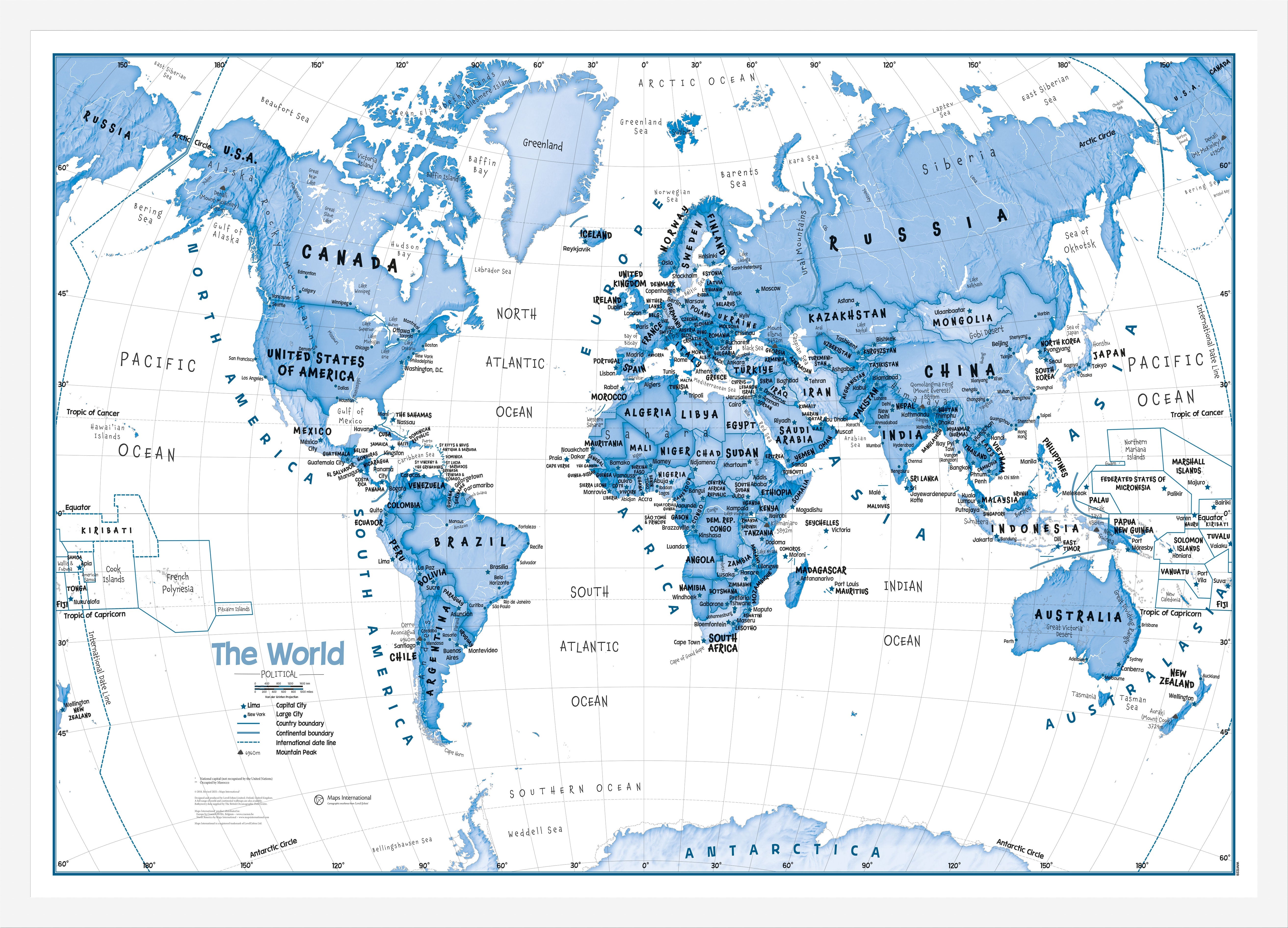 WM01228_L_WDWHI - Children's Art Map of the World Blue