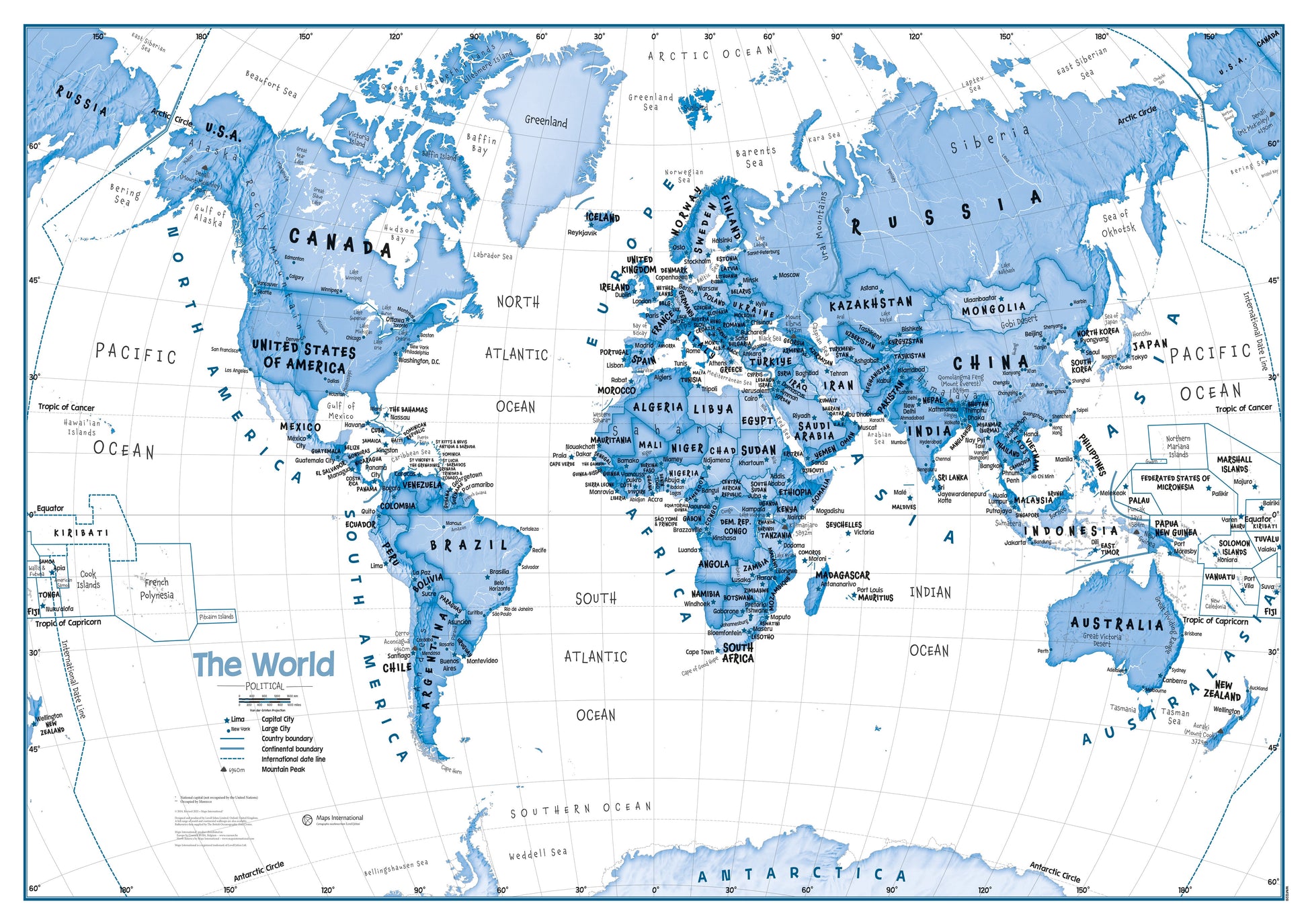 WM01228_M_PAPER - Children's Art Map of the World Blue