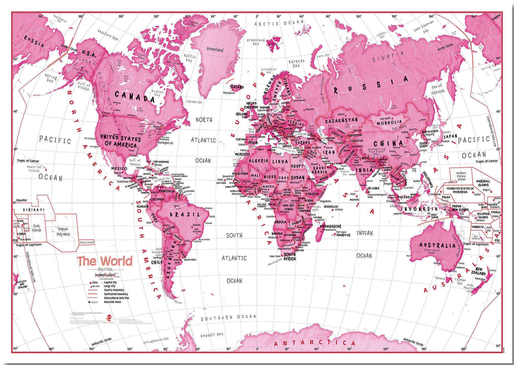 WM01229_M_PNBRD - Children's Art Map of the World Pink