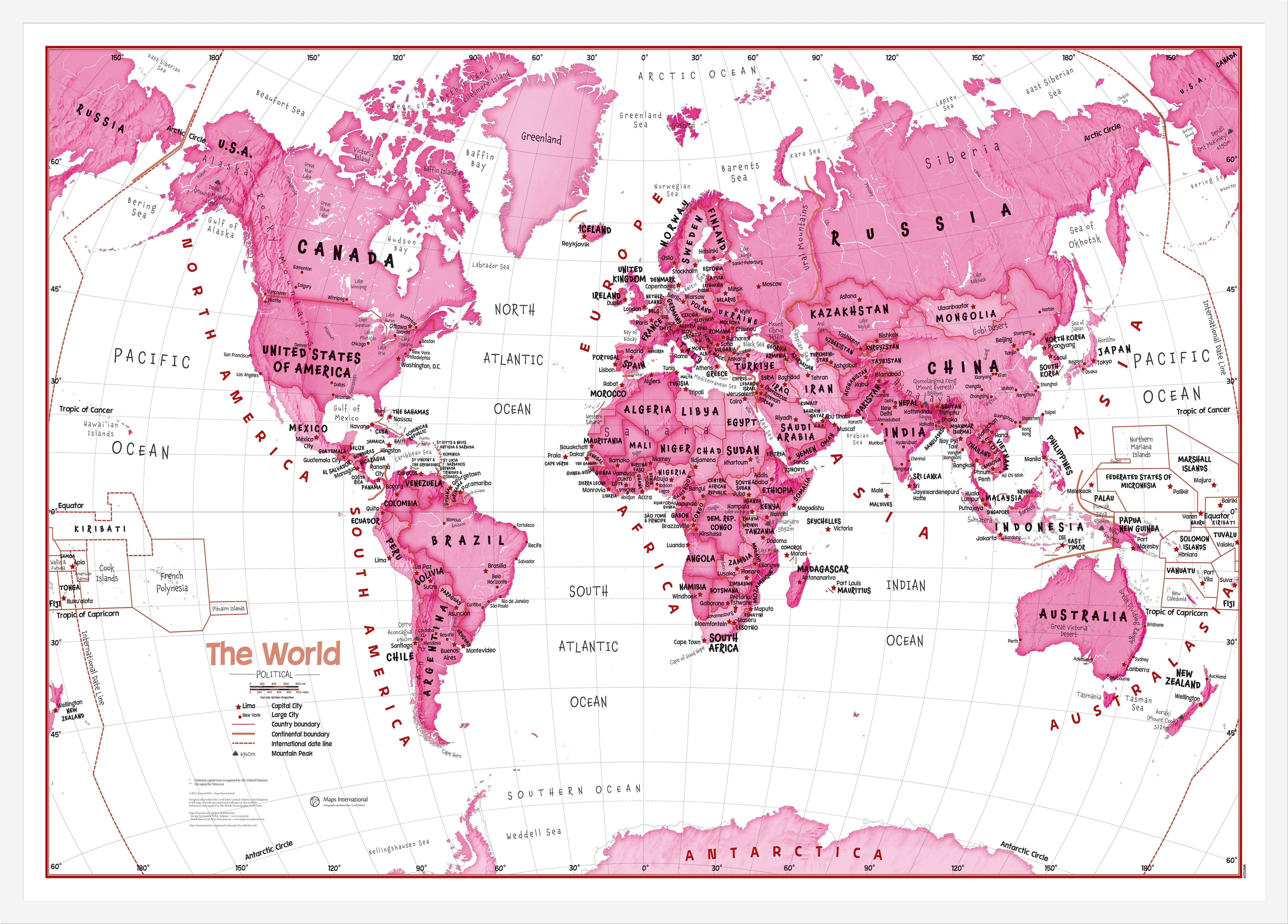 WM01229_M_WDWHI - Children's Art Map of the World Pink