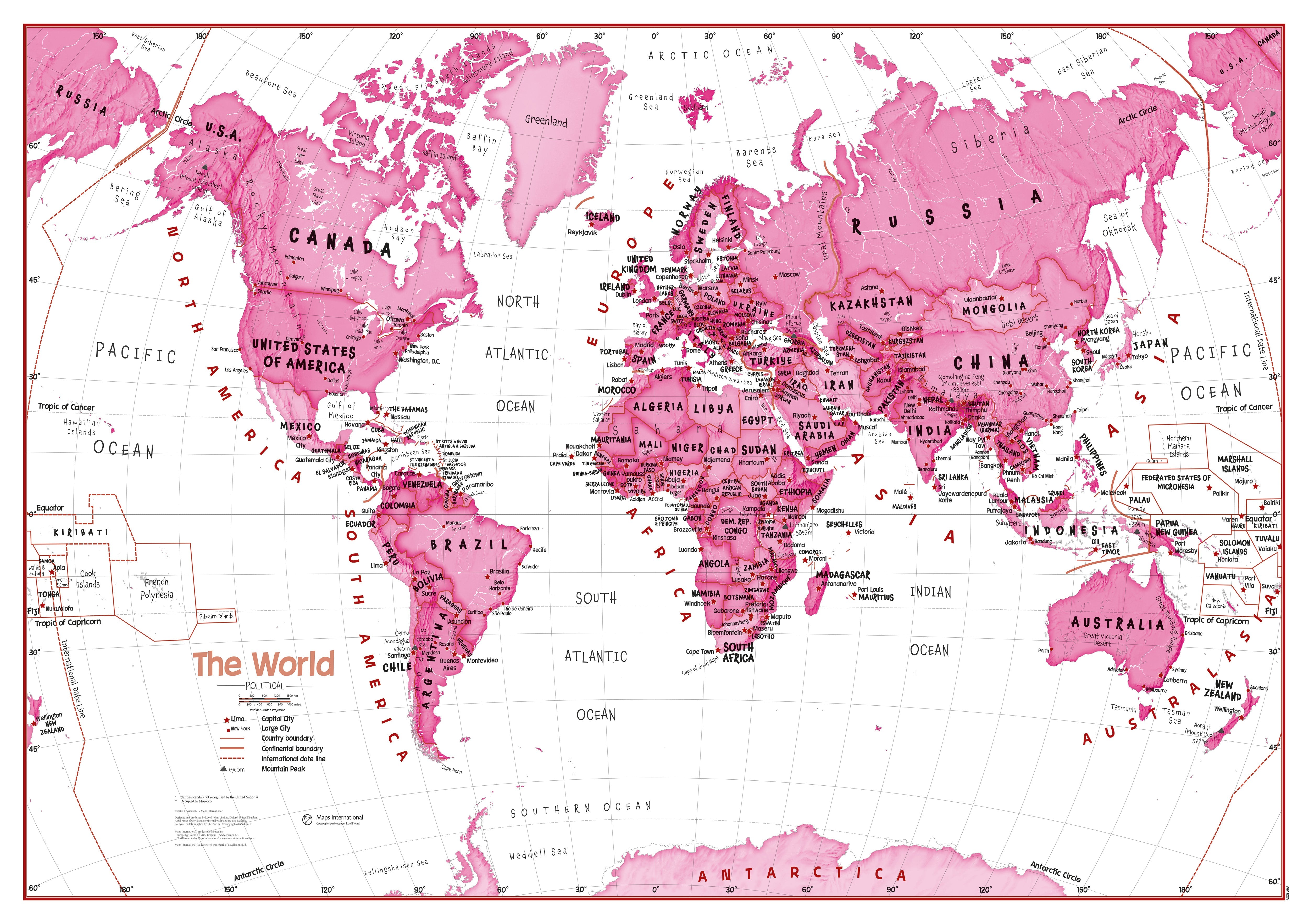 WM01229_M_PAPER - Children's Art Map of the World Pink