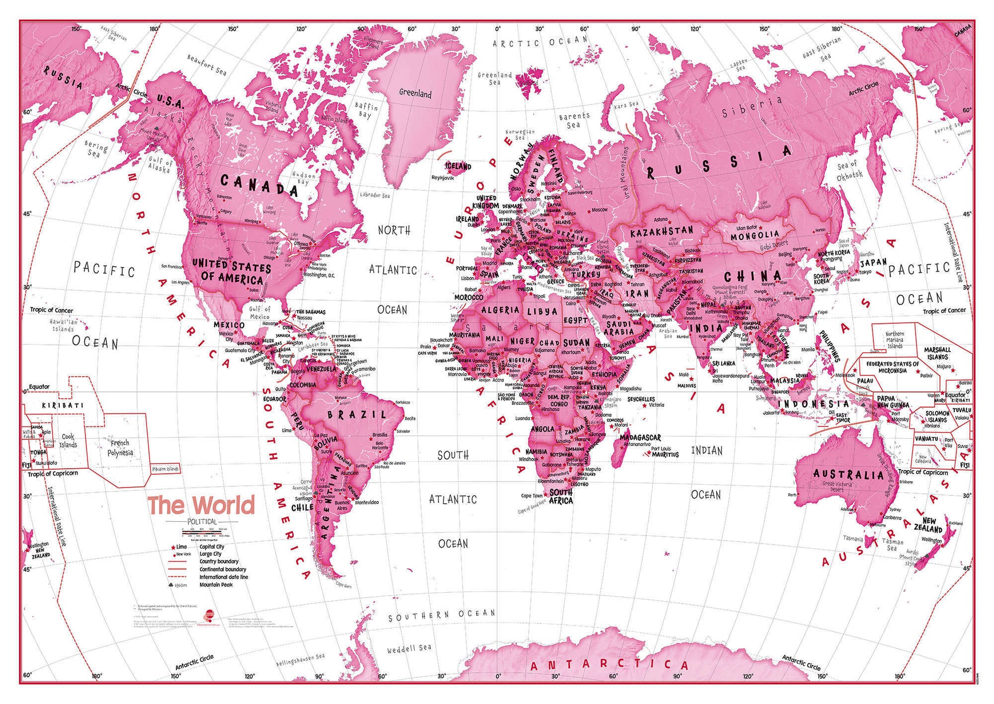 WM01229_M_CANRL - Children's Art Map of the World Pink