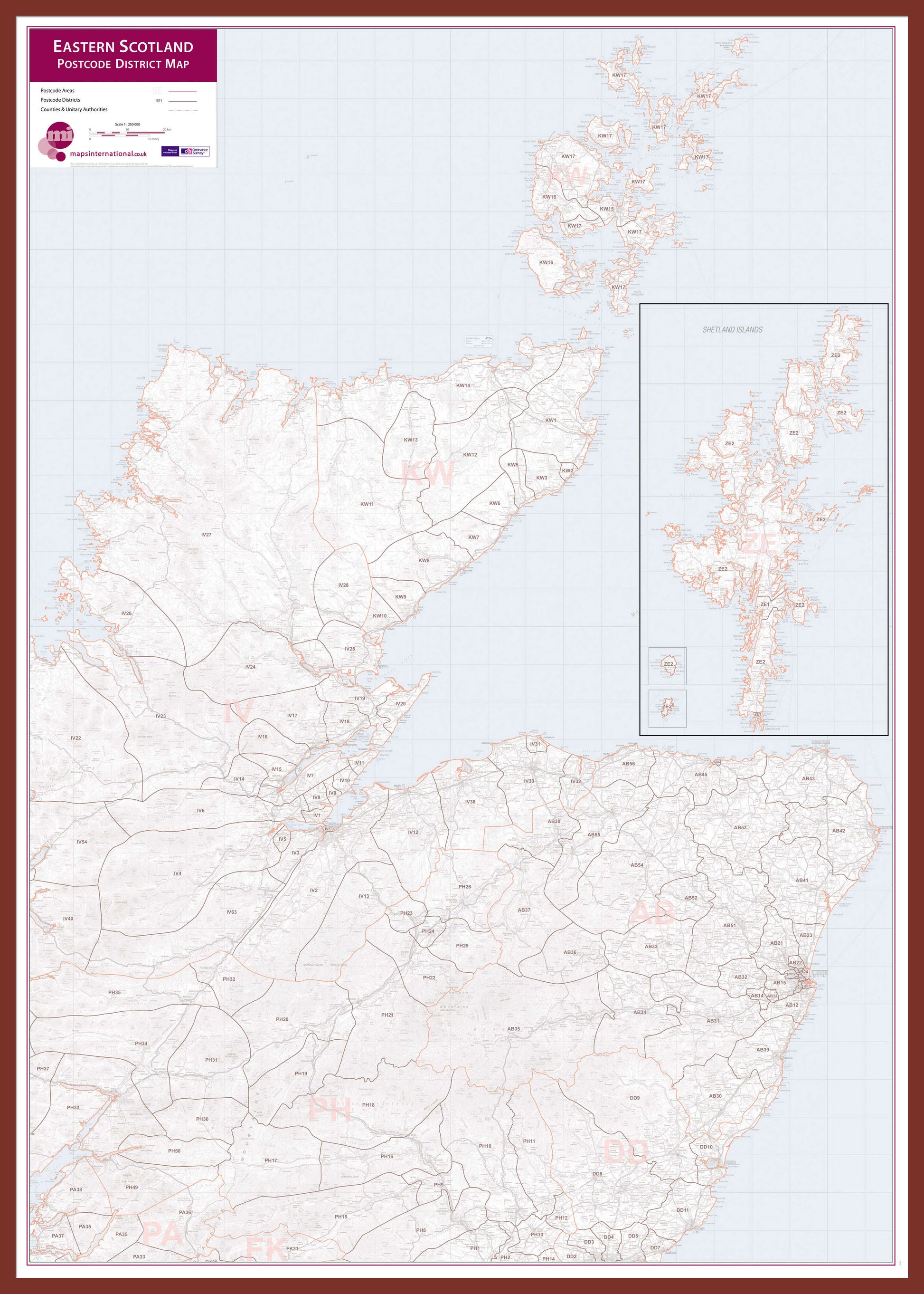 UK00034_L_LBDOK - East Scotland (incl. Orkney and Shetlands) Postcode District Map