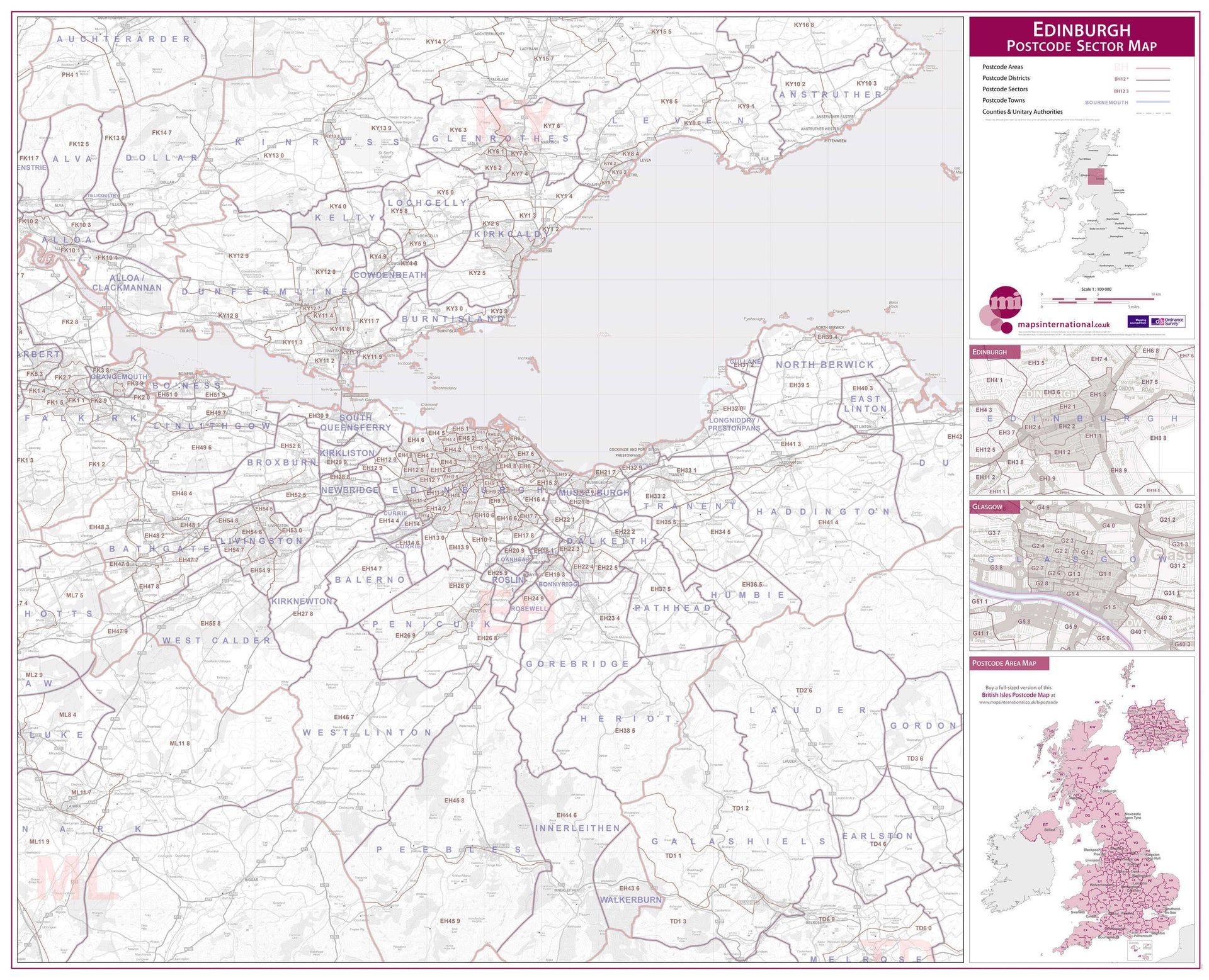 UK00769_L_PAPER Edinburgh Postcode Sector Map
