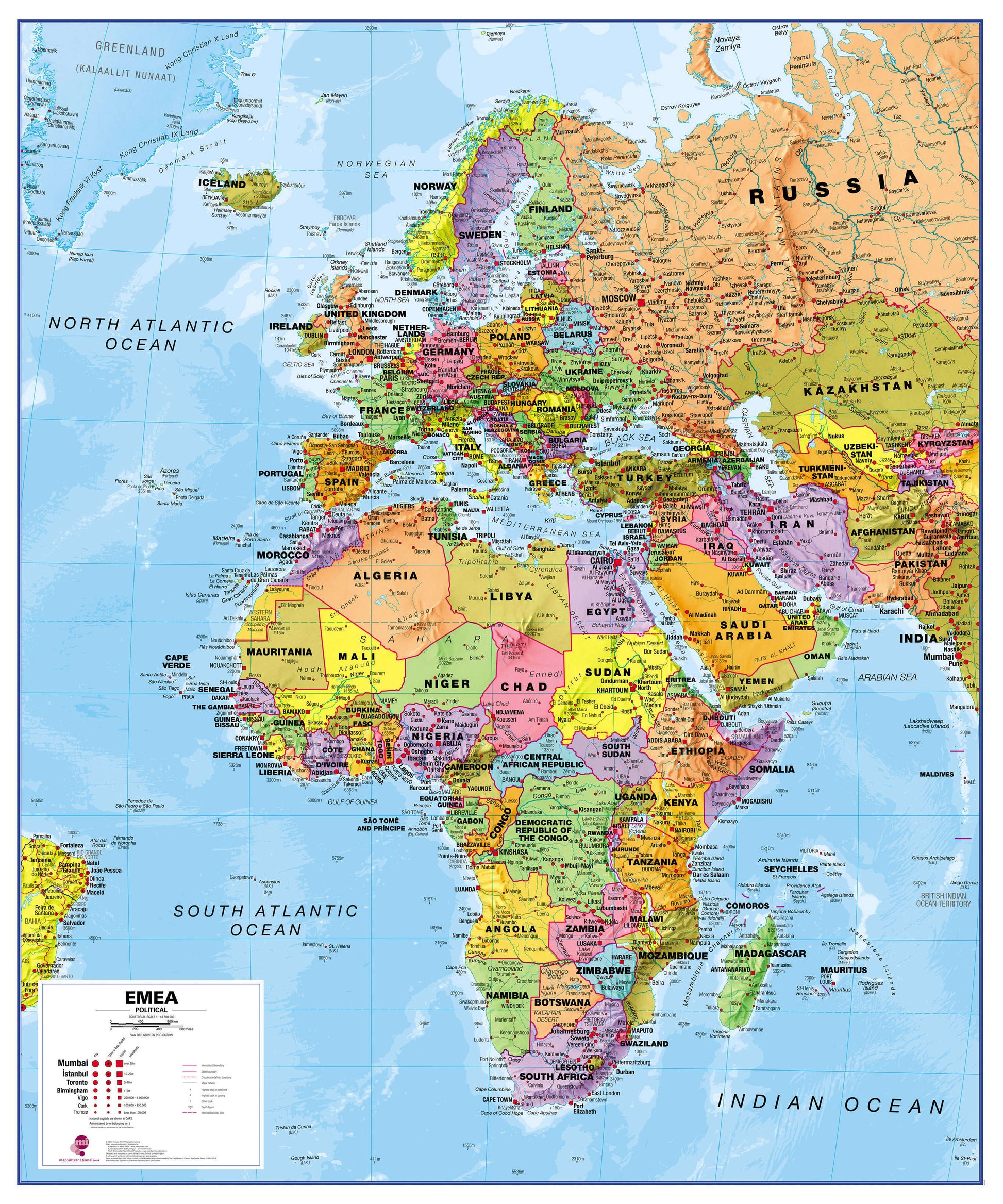 CT00800_L_CANRL - Europe Middle East Africa (EMEA) Political Map