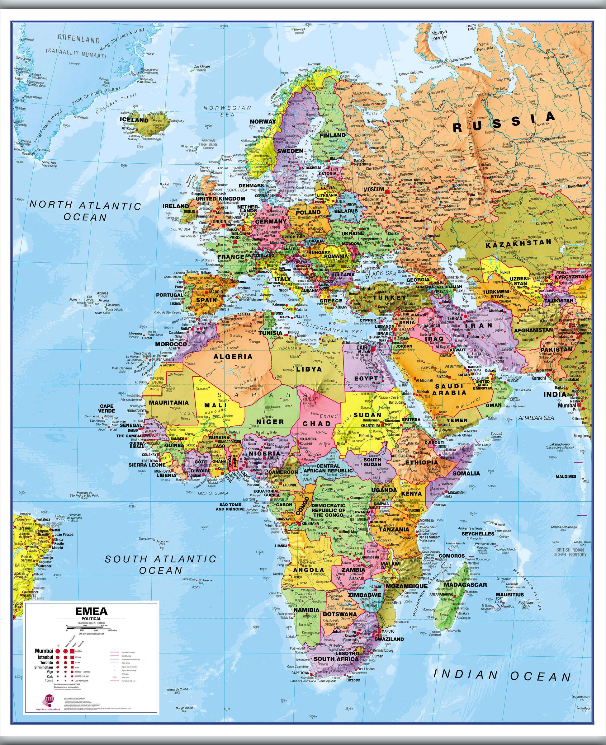 CT00800_L_CANHB - Europe Middle East Africa (EMEA) Political Map
