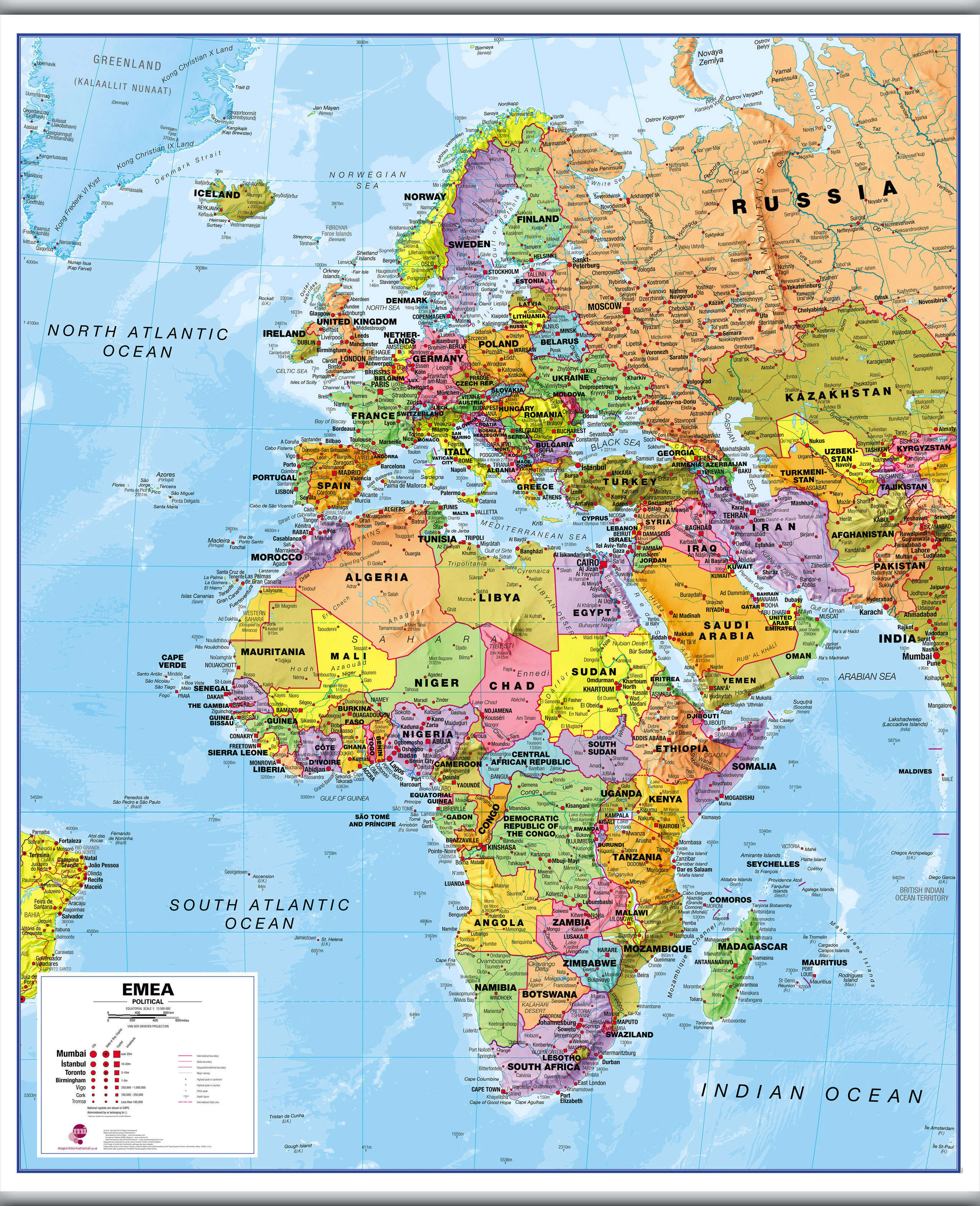 CT00800_L_CANHB - Europe Middle East Africa (EMEA) Political Map