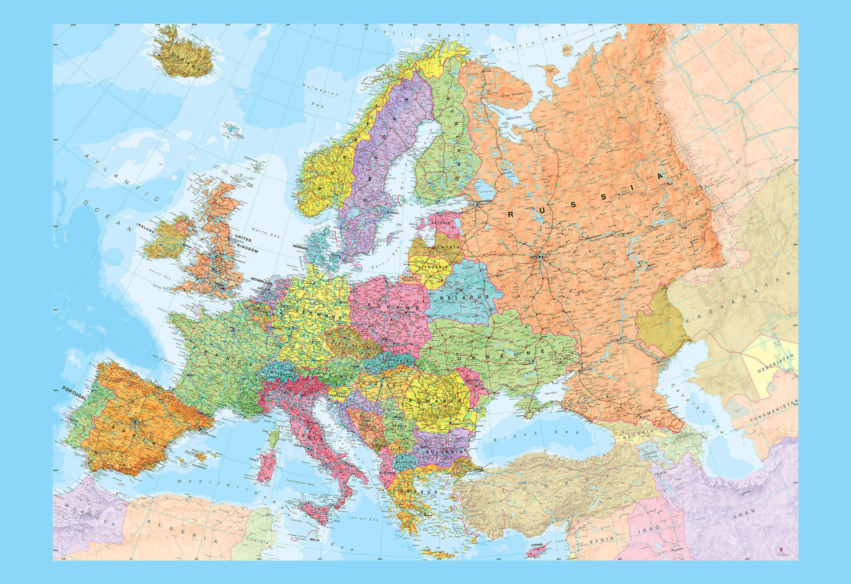 WP01550_X_WPSAM Europe Political Map Wallpaper