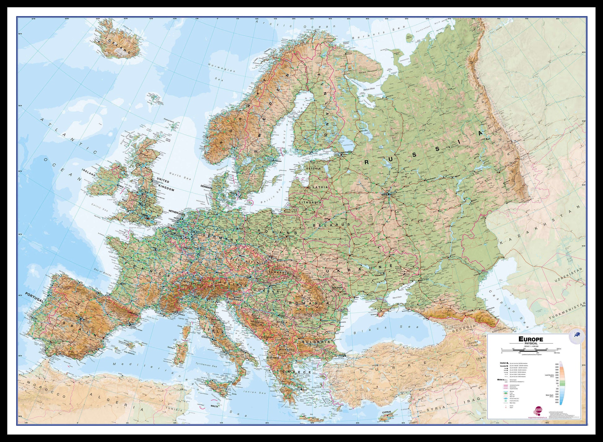 CT00409_L_LBDBL - Europe Wall Map Physical