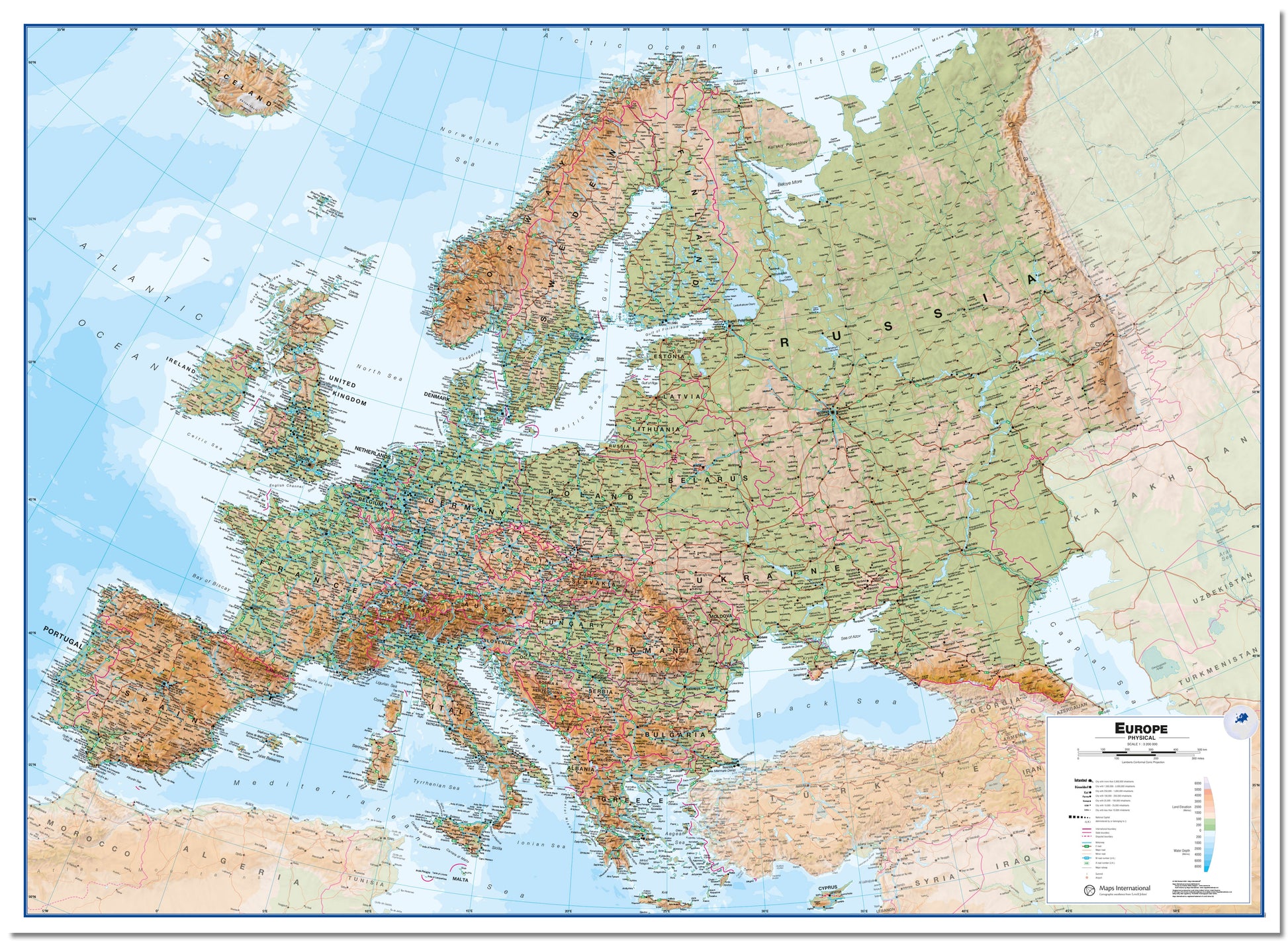 CT00409_H_LMBRD - Europe Wall Map Physical