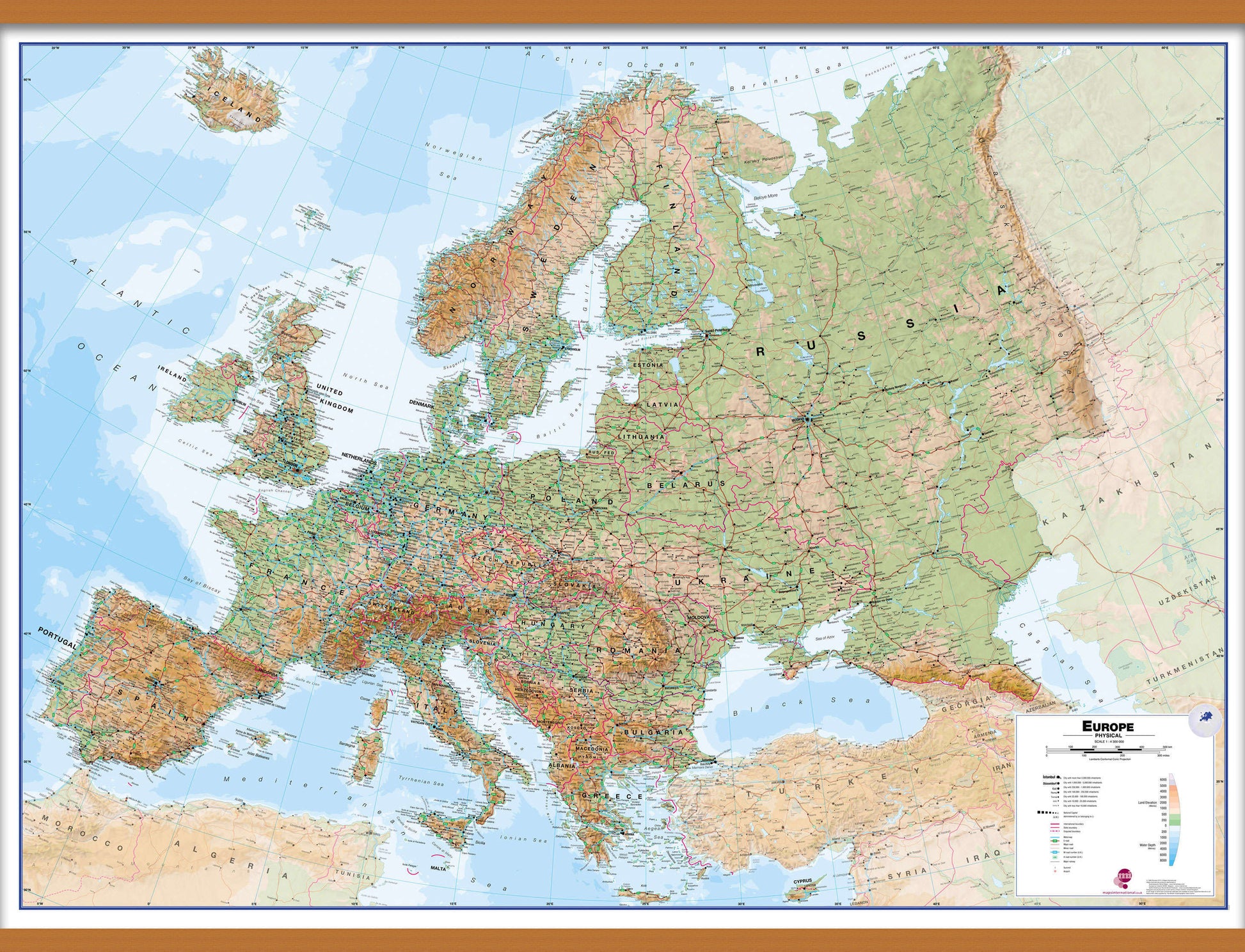 CT00409_H_CWDHB - Europe Wall Map Physical