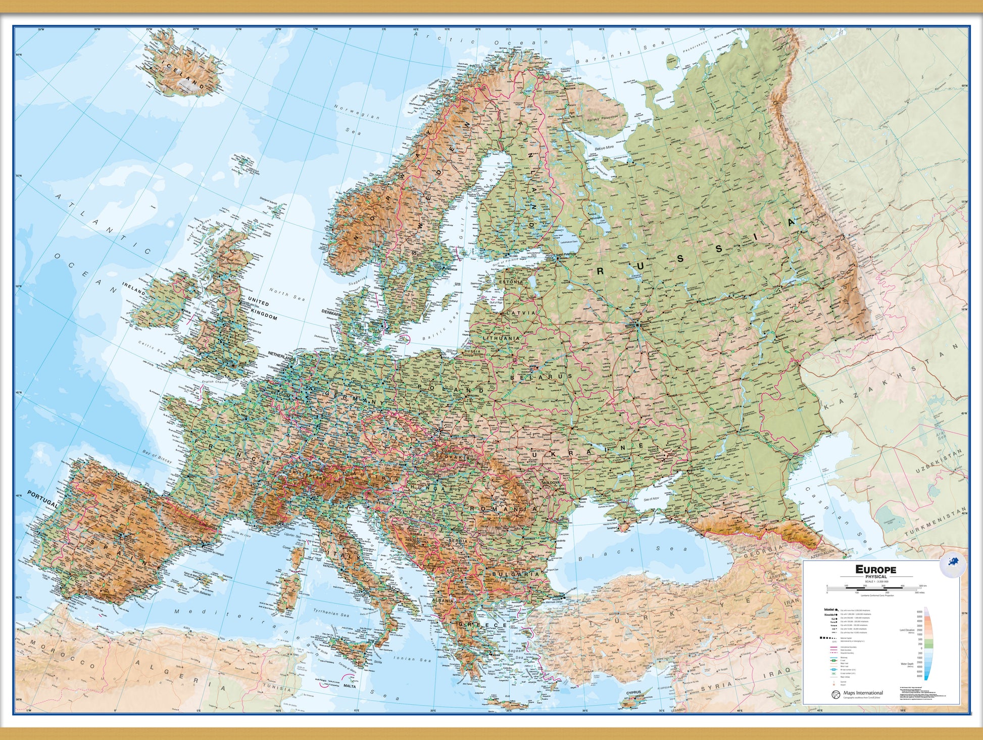 CT00409_H_LWDHB - Europe Wall Map Physical