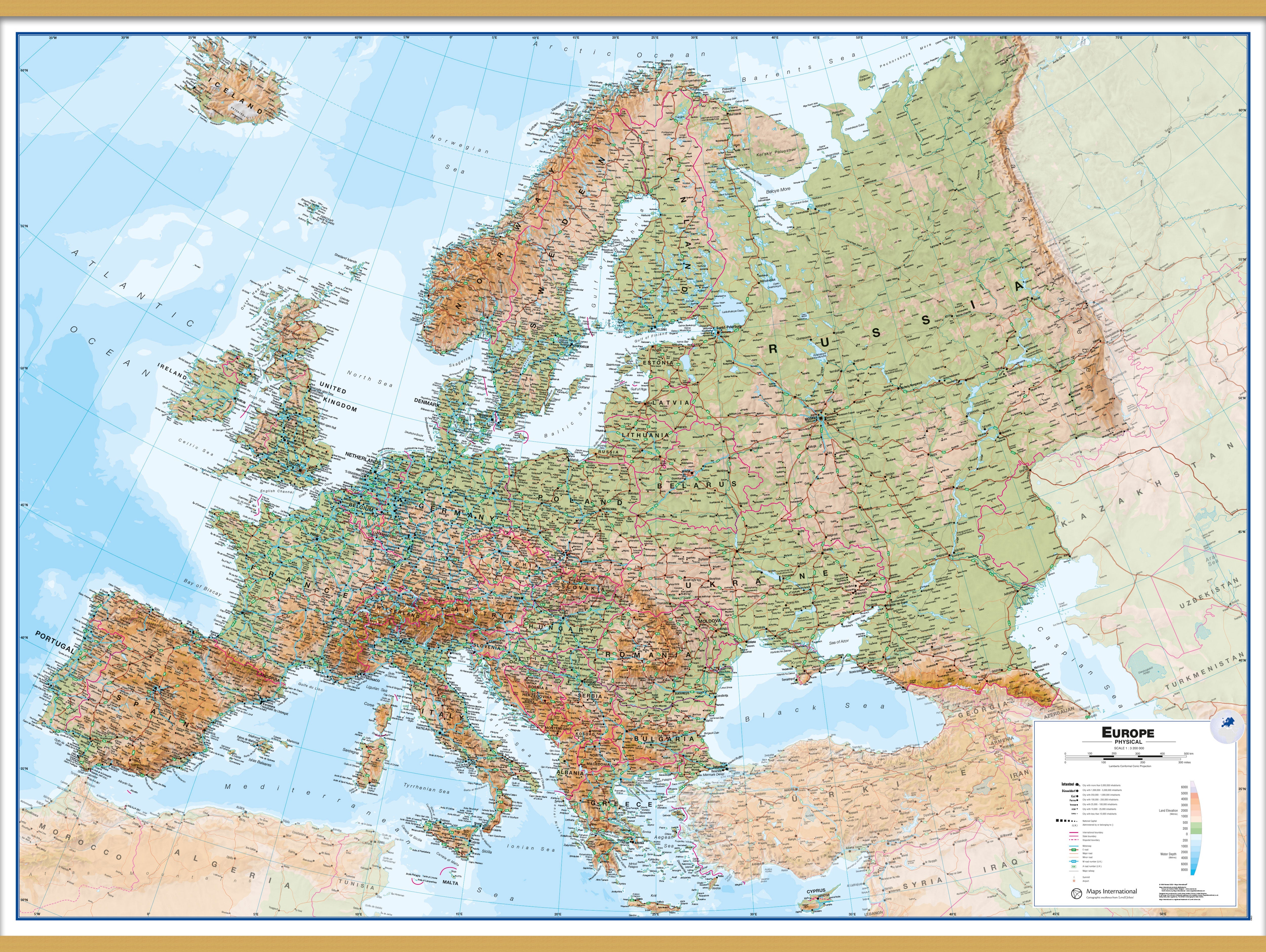 CT00409_L_CWDHB - Europe Wall Map Physical