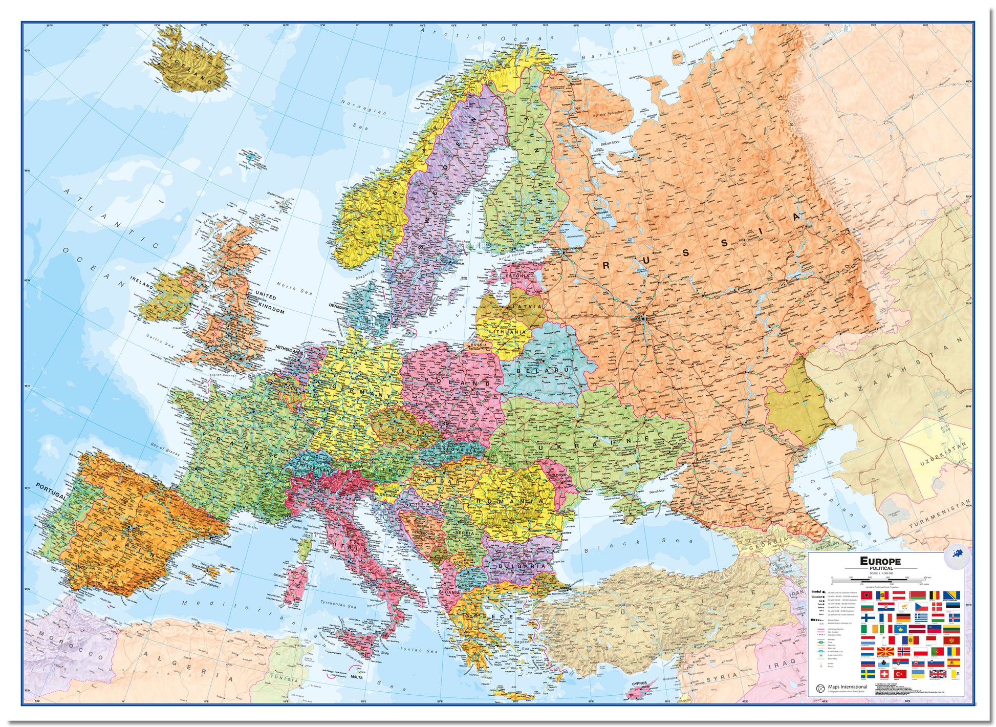 Europe Wall Map Political Board Board