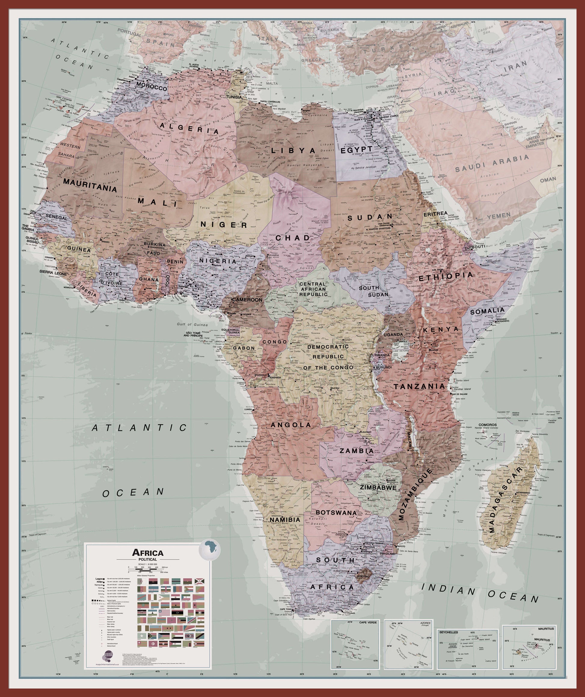 CT00696_L_LBDOK - Executive Africa political Wall Map