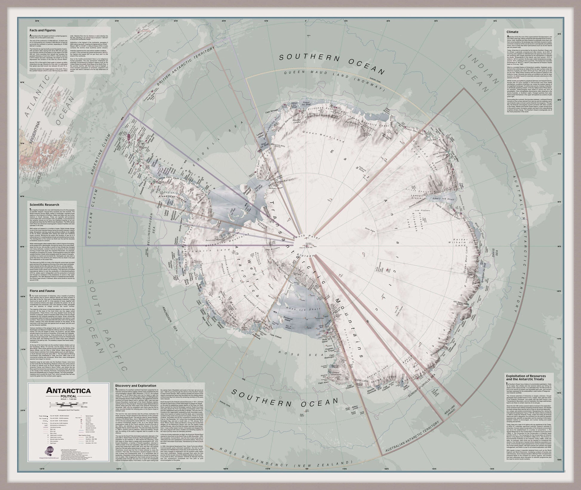 CT00697_H_MGFAL - Executive Antarctica Wall Map Political