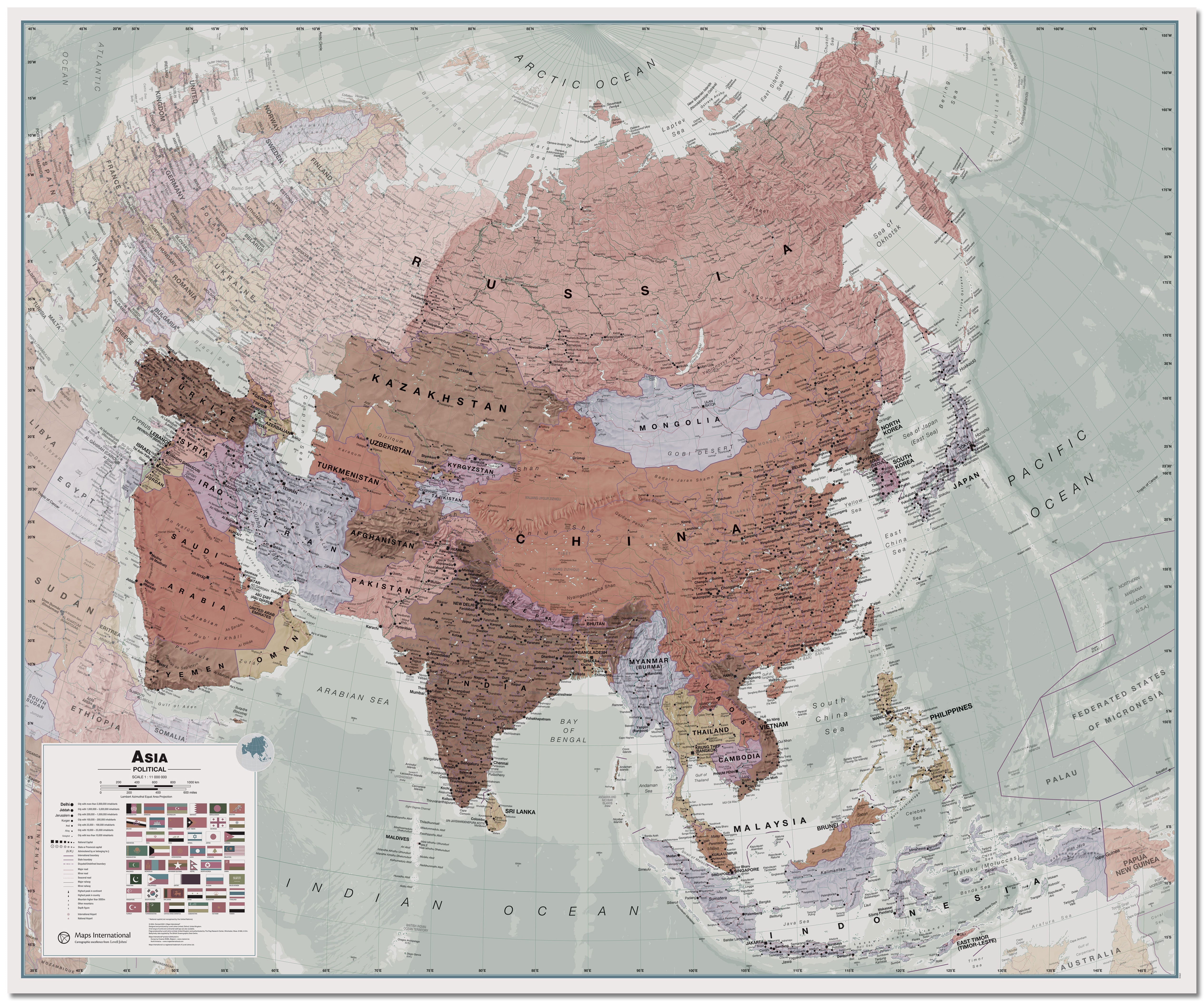 CT00698_LU_LMBRD - Executive Asia Wall Map Political