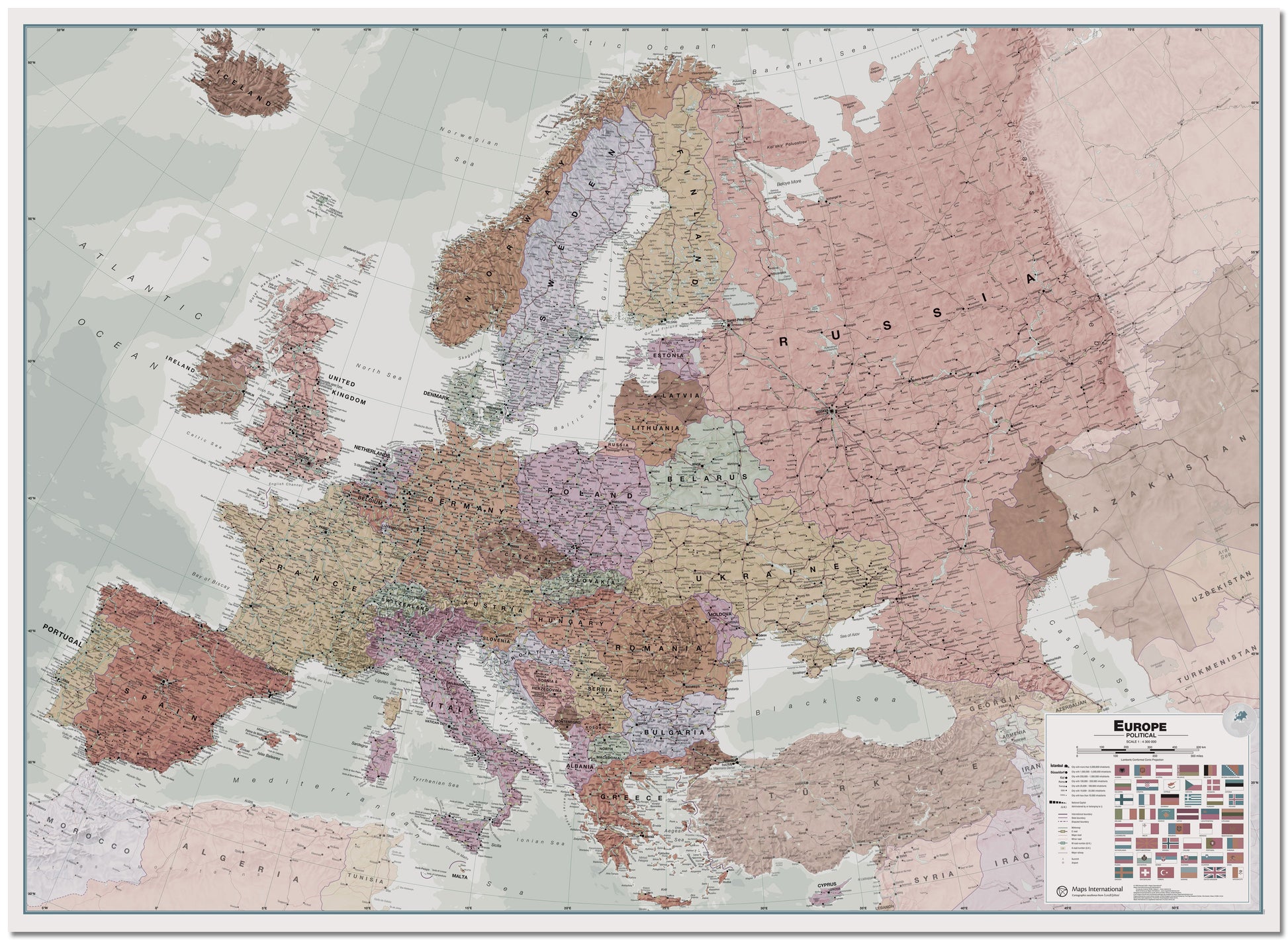 CT00695_L_LMBRD - Executive Europe Wall Map Political