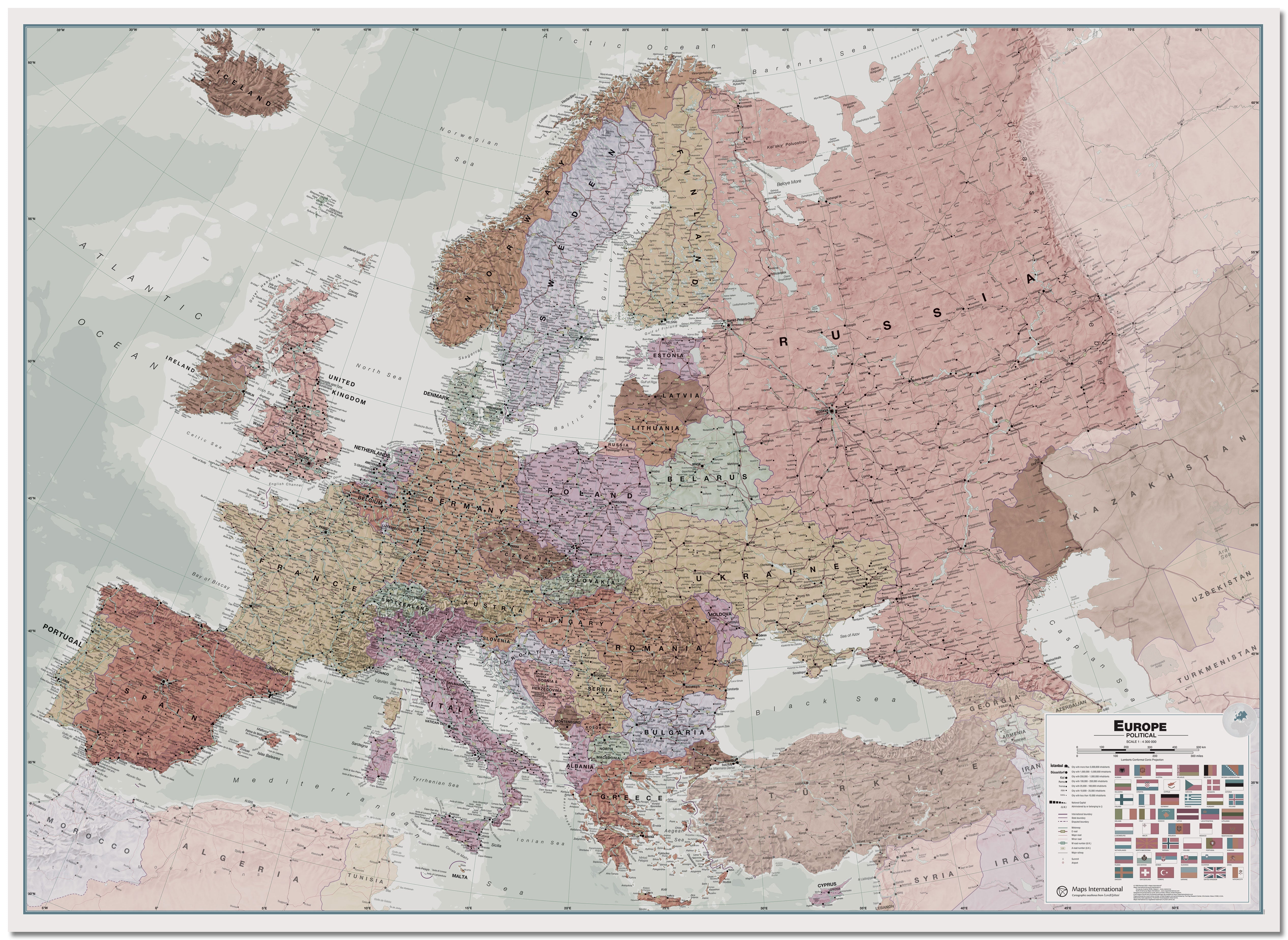 CT00695_L_LMBRD - Executive Europe Wall Map Political