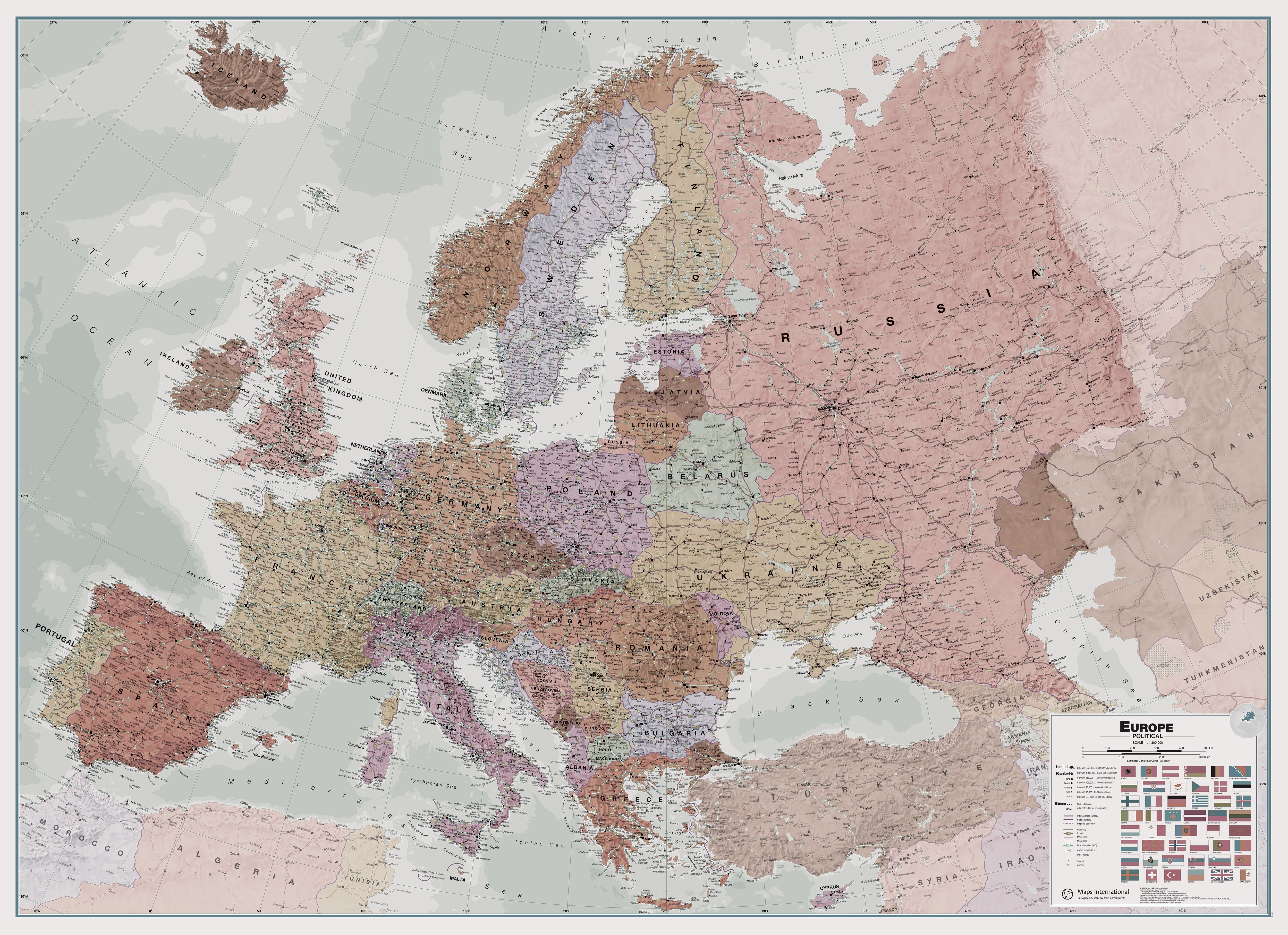 Executive Europe Wall Map Political