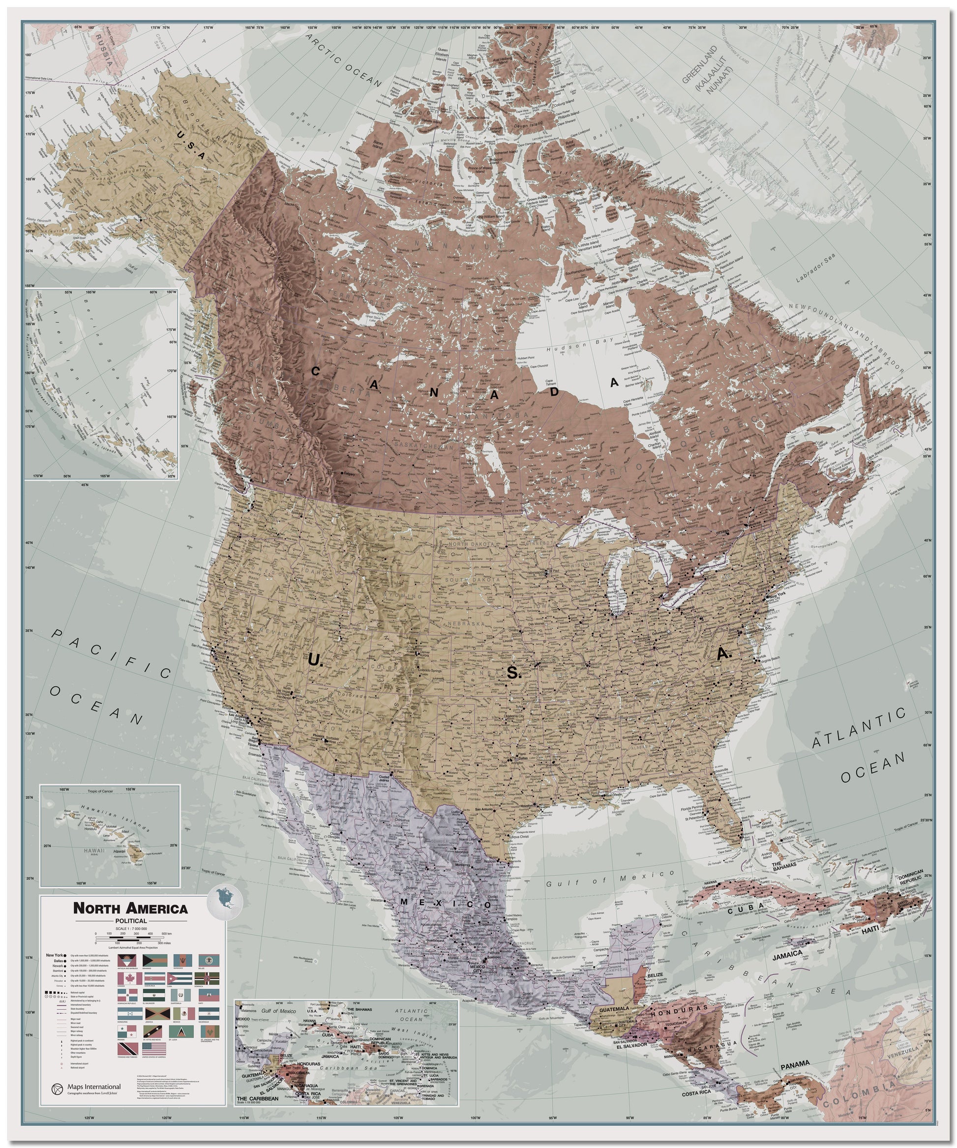 CT00700_LS_LMBRD - Executive North America Wall Map Political