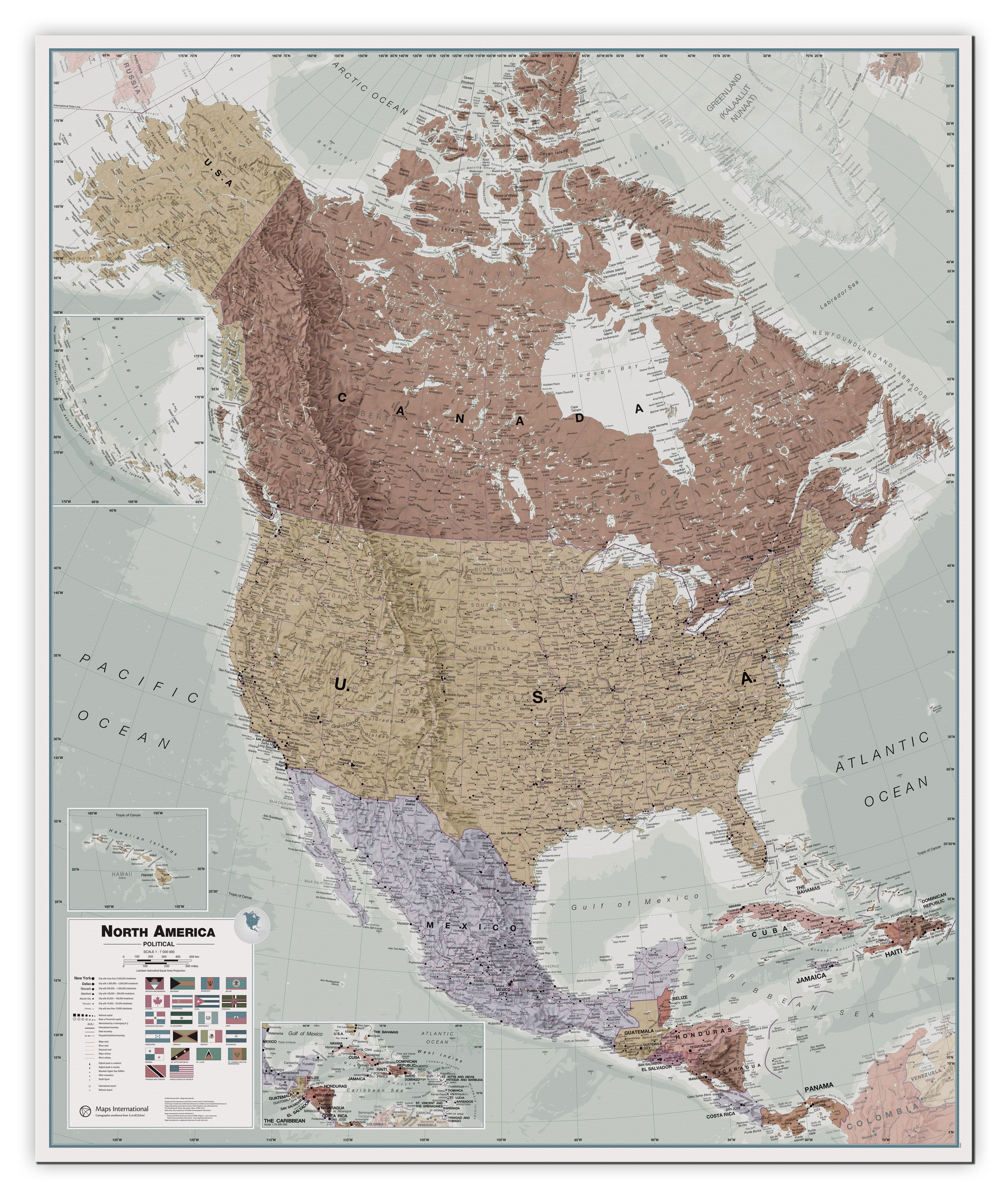 CT00700_LS_CANVA - Executive North America Wall Map Political