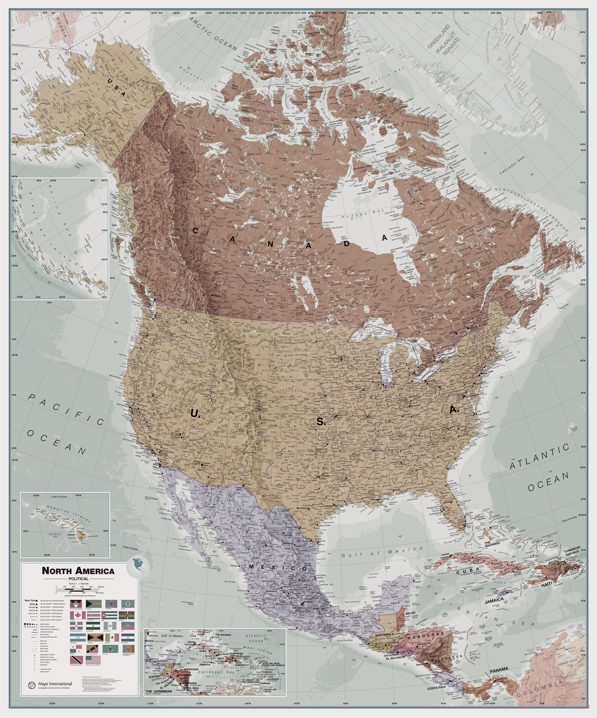 CT00700_LS_CANRL - Executive North America Wall Map Political
