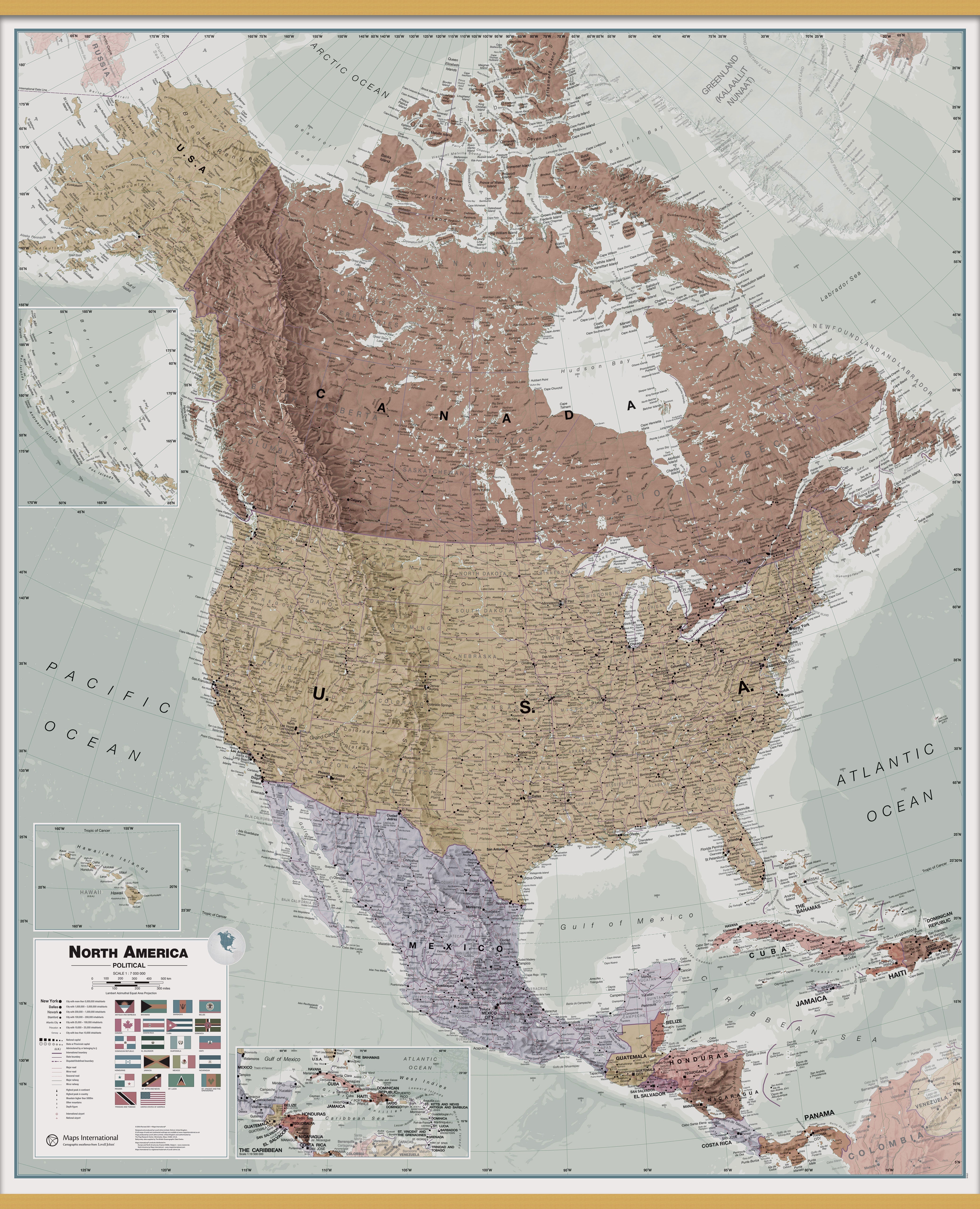 CT00700_LS_LWDHB - Executive North America Wall Map Political