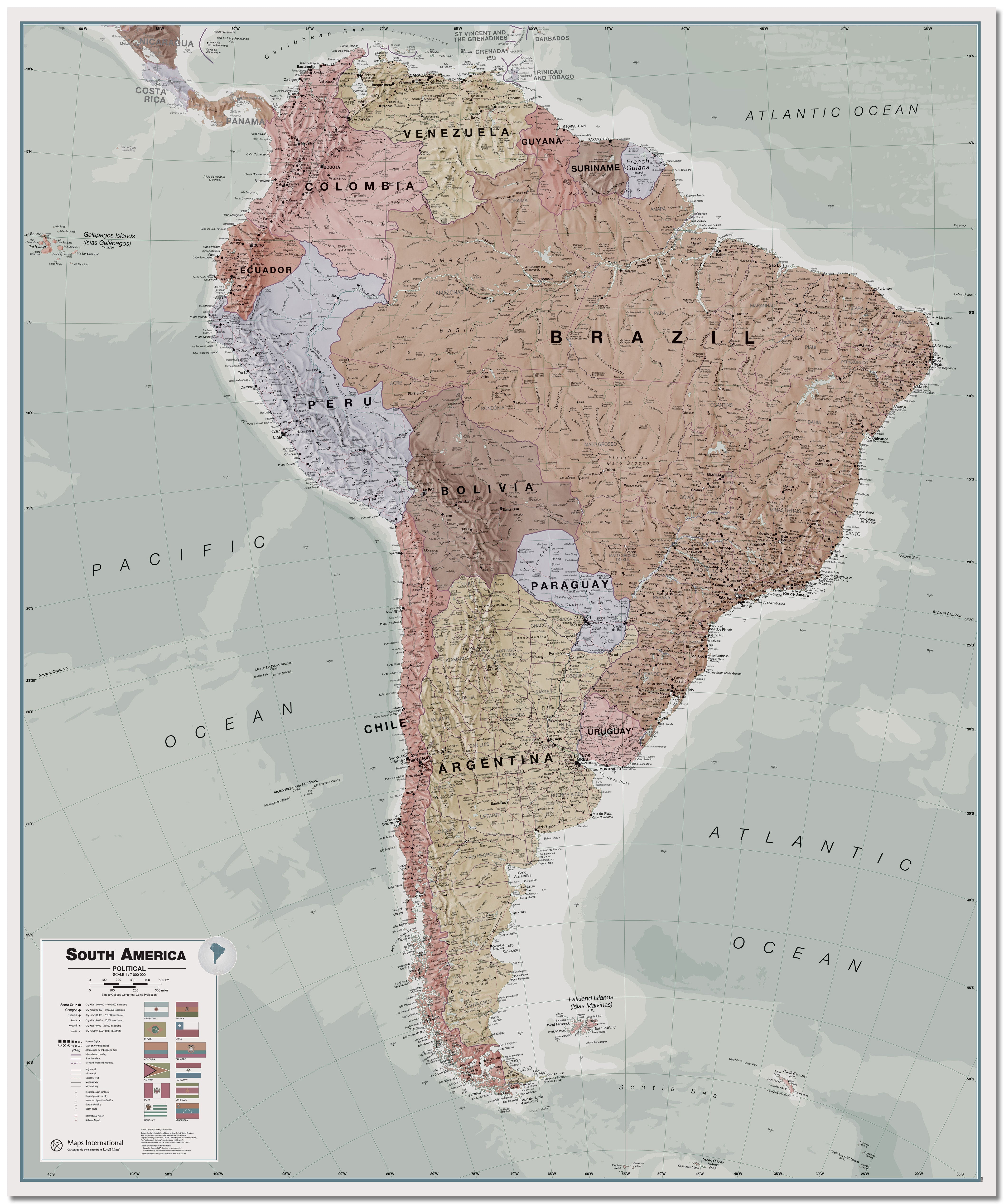 CT00701_LS_LMBRD - Executive South America Wall Map Political