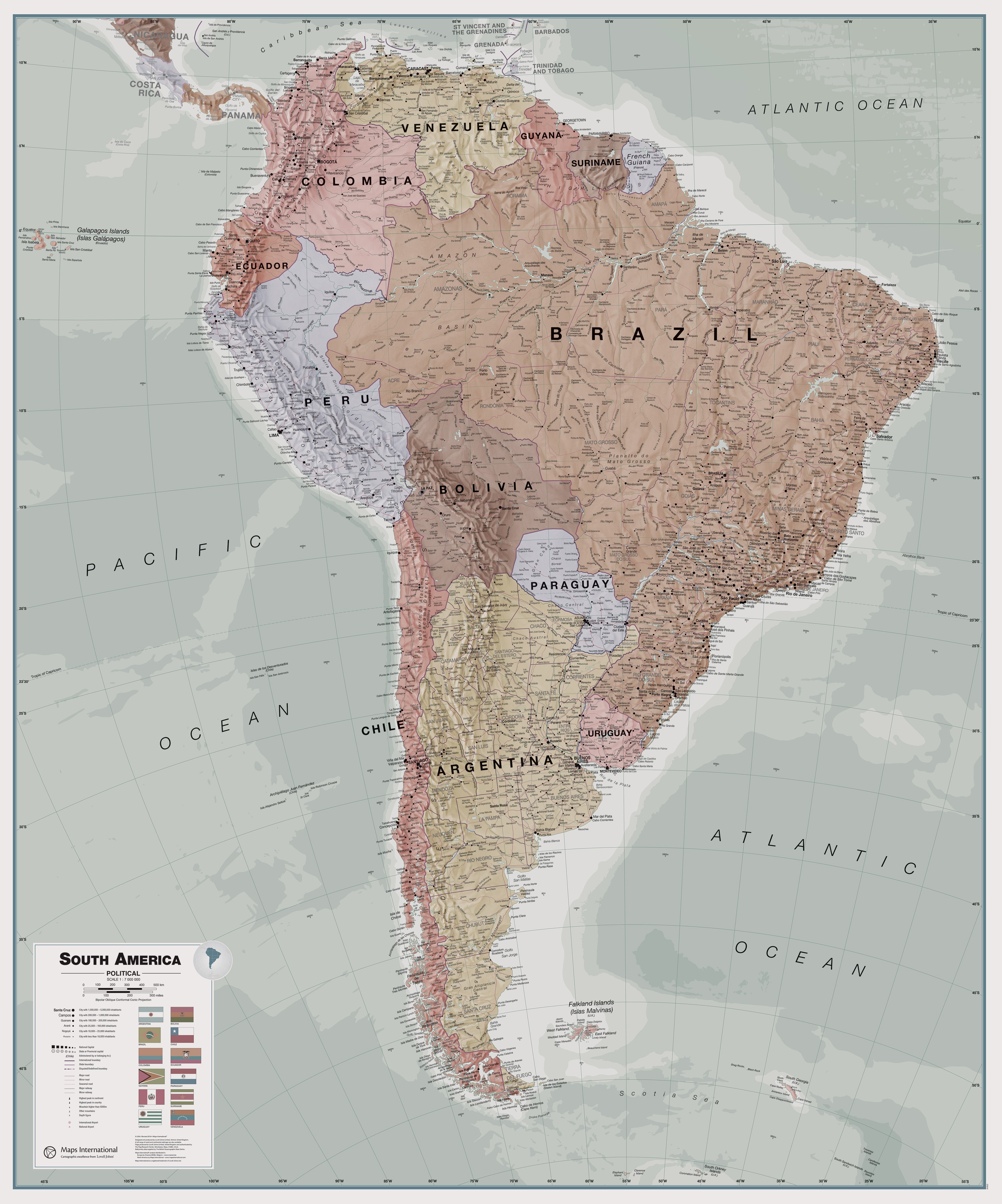 CT00701_LS_PAPER - Executive South America Wall Map Political