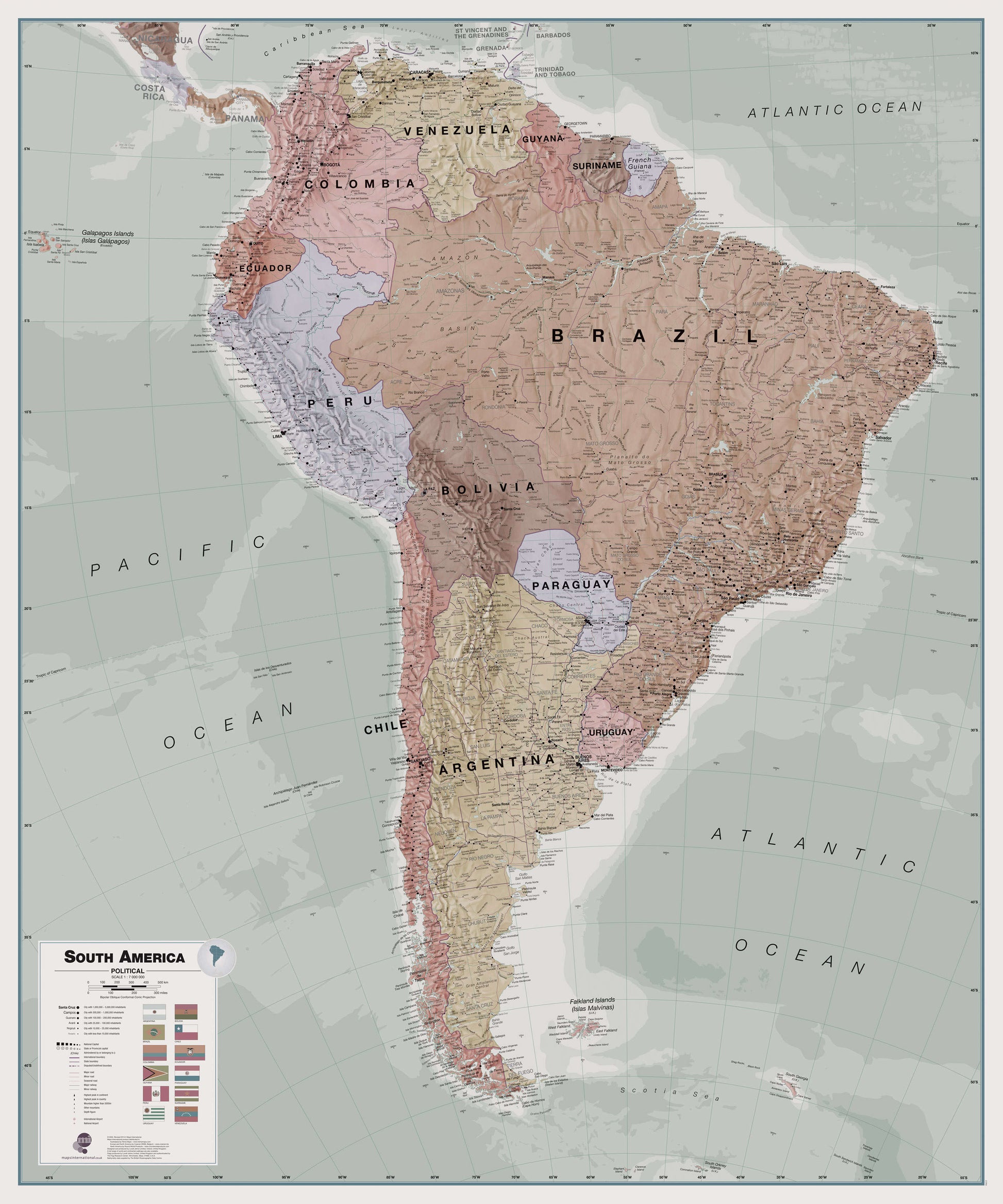 CT00701_L_CANRL - Executive South America Wall Map Political