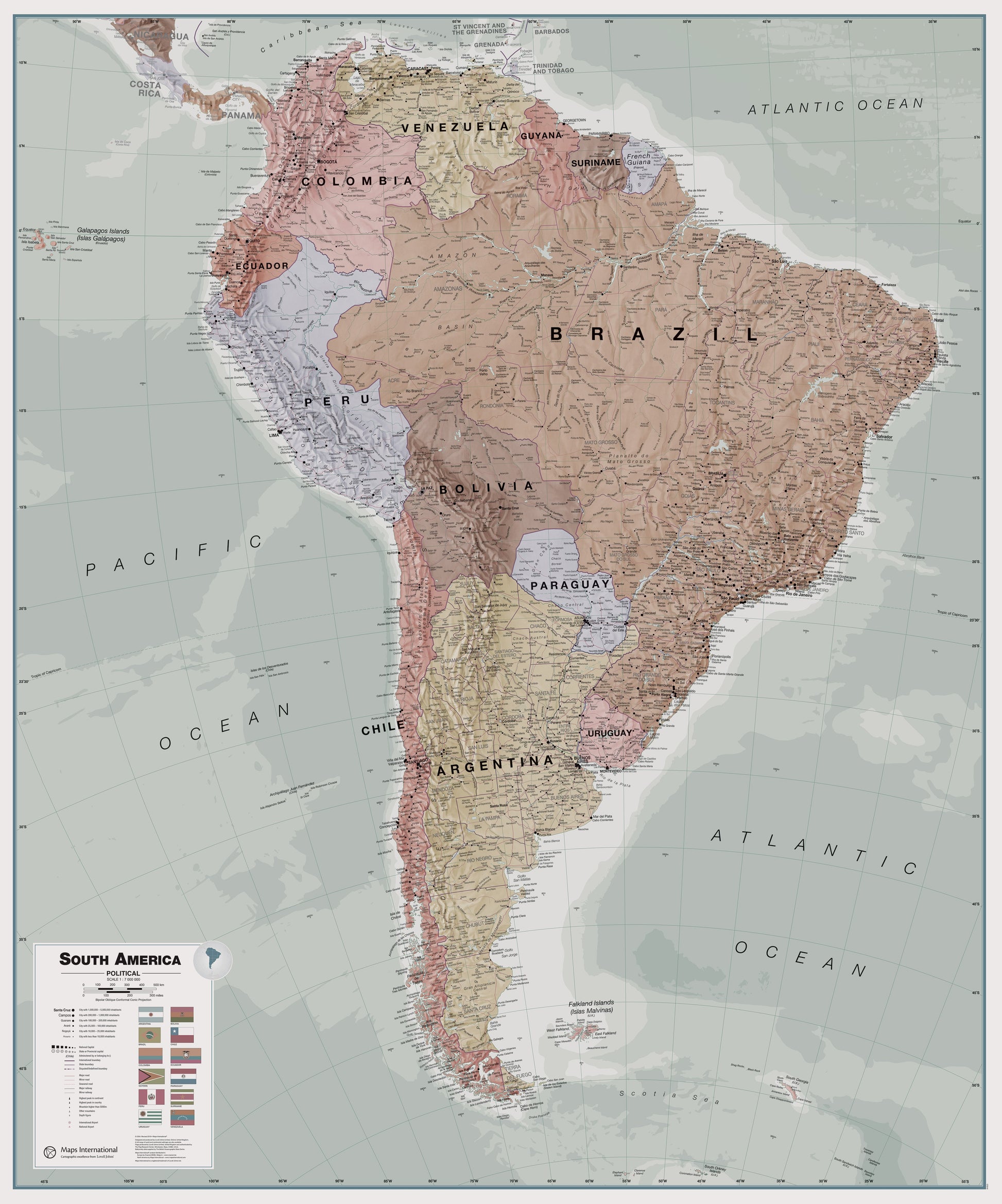 CT00701_H_PAPER - Executive South America Wall Map Political