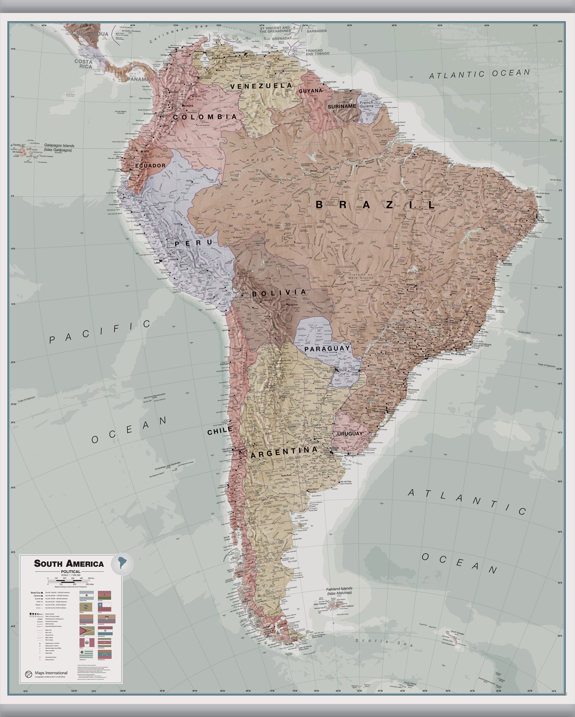 CT00701_LS_CANHB - Executive South America Wall Map Political