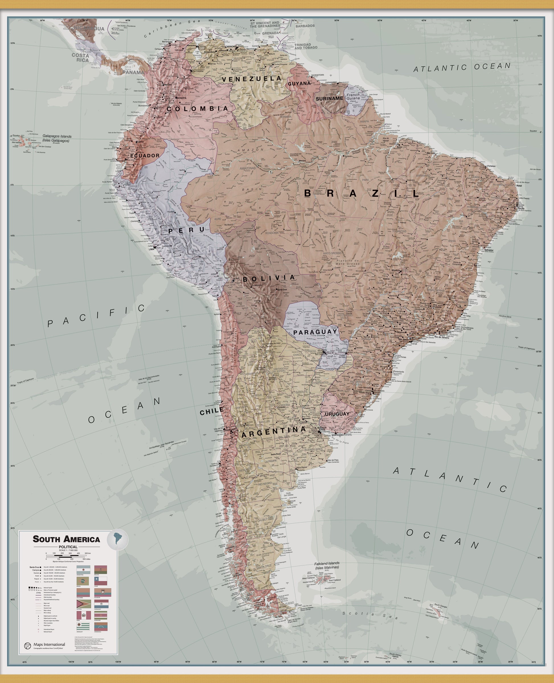 CT00701_LS_LWDHB - Executive South America Wall Map Political