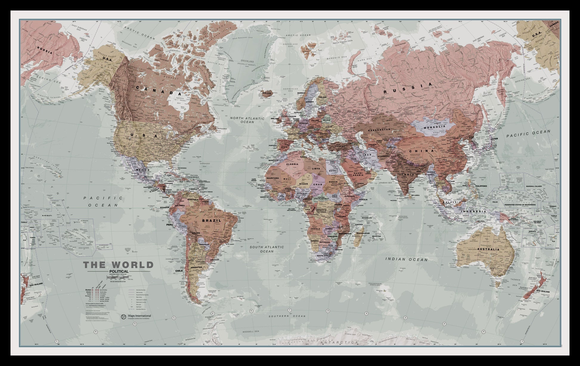 WM00671_M_PINBL - Executive World Wall Map Political