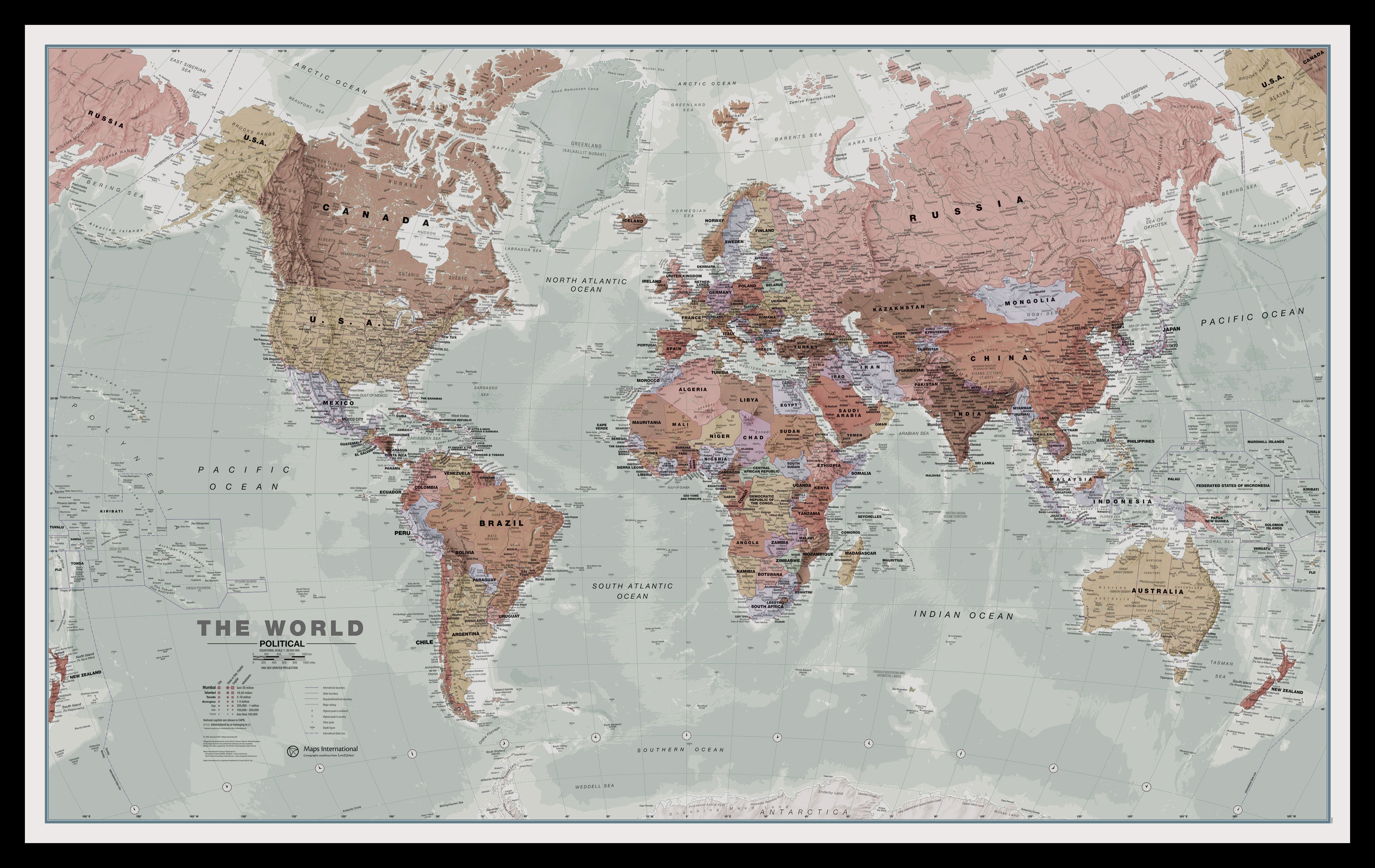 WM00671_M_PINBL - Executive World Wall Map Political