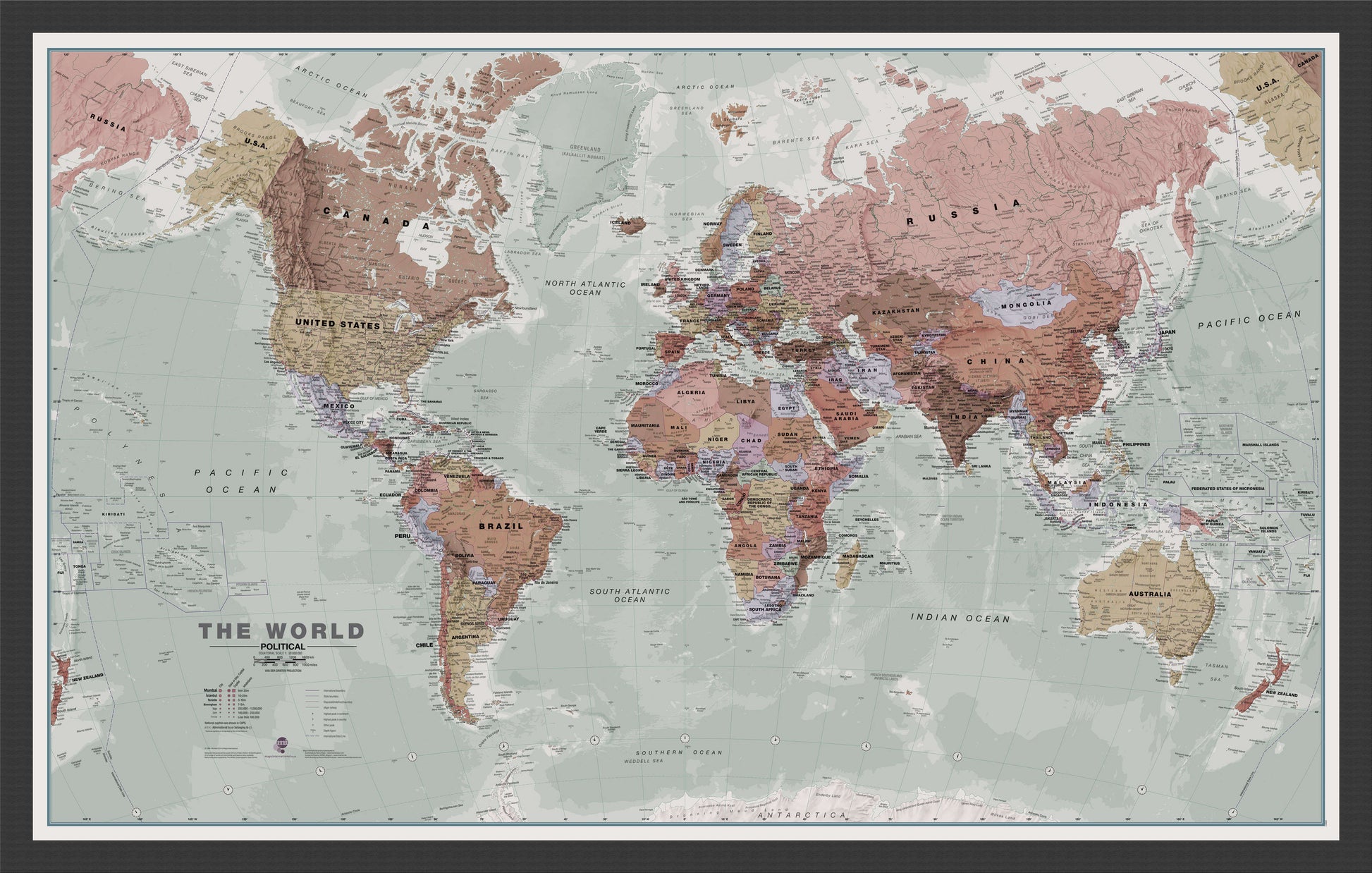 WM00671_M_BWBLA - Executive World Wall Map Political