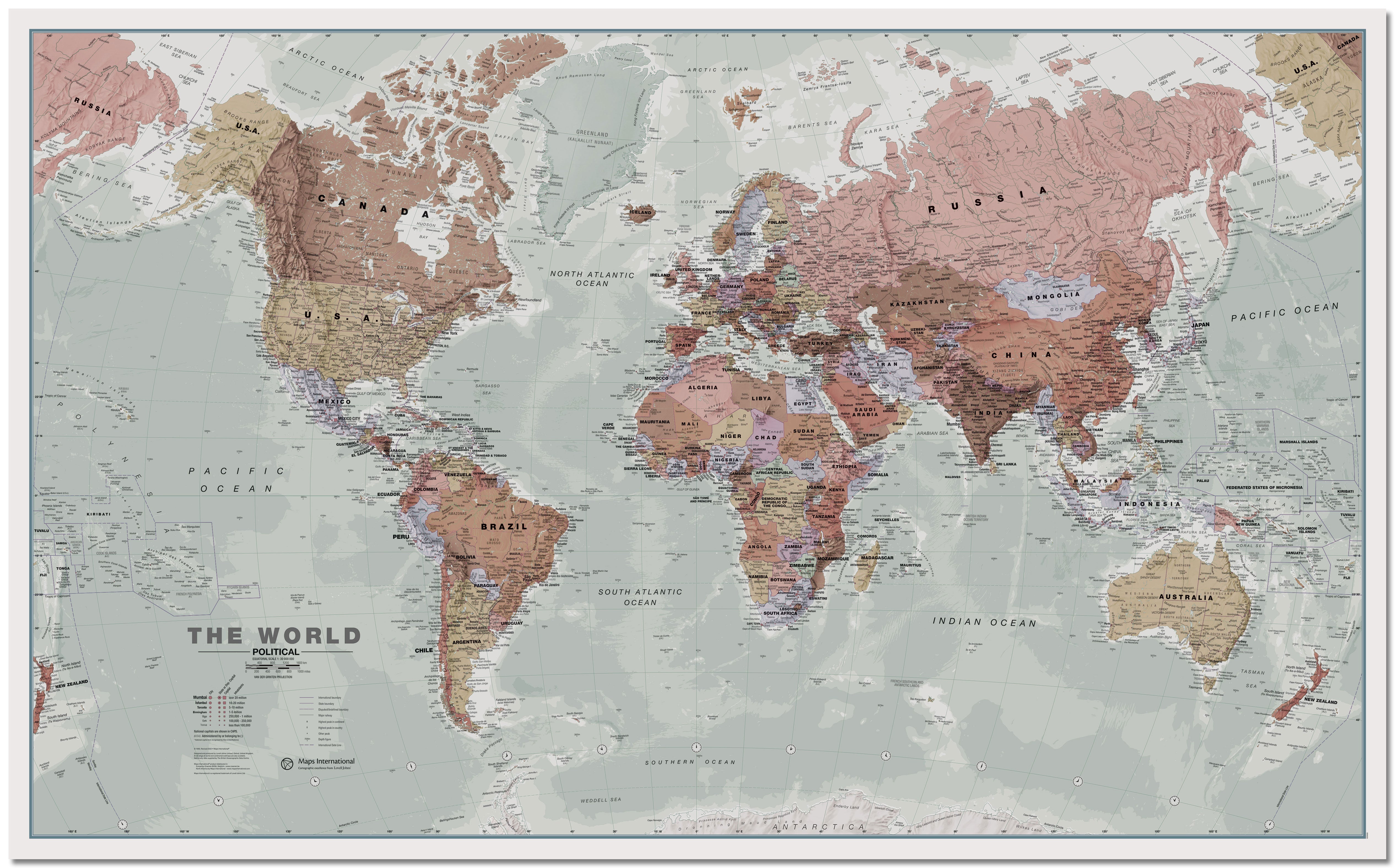 WM00671_M_PNBRD - Executive World Wall Map Political