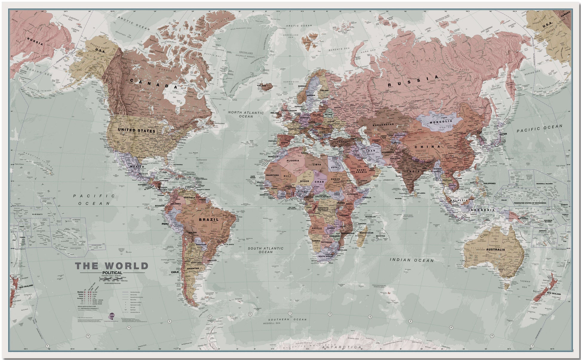WM00671_M_PNBRD - Executive World Wall Map Political