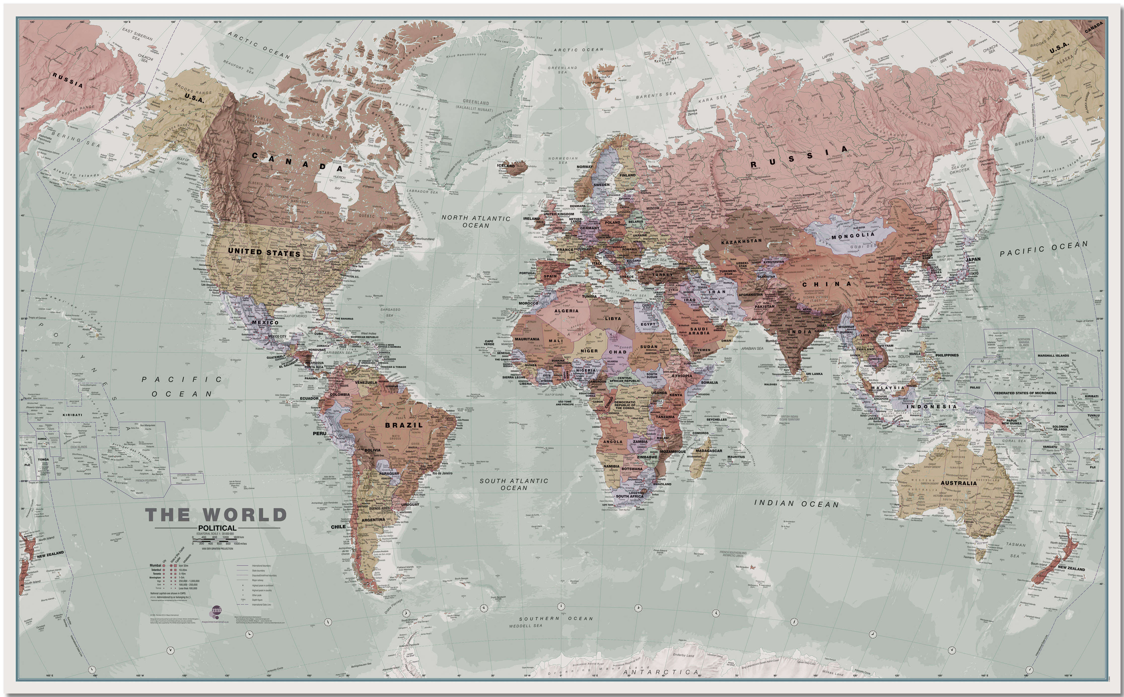 WM00671_M_PNBRD - Executive World Wall Map Political